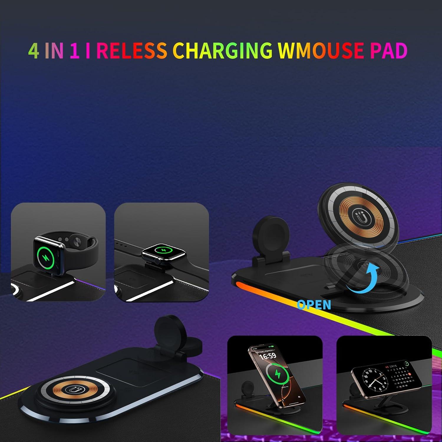 Alfombrilla de Carga Inalámbrica Ouluoa XXL RGB 80x30cm