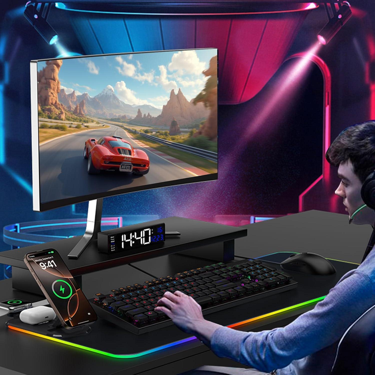 Alfombrilla de Carga Inalámbrica Ouluoa XXL RGB 80x30cm