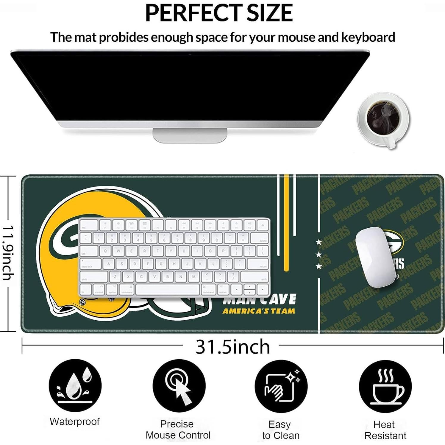 Alfombrilla de Ratón Grande AYYQHC 80x30 cm Verde Fútbol