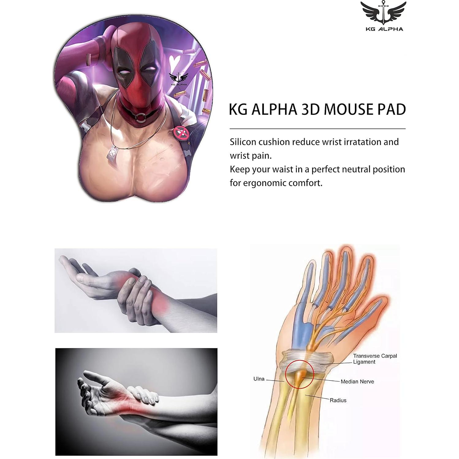 Alfombrilla de Ratón 3D Ergonomica KG-Alpha Deadpool 25.9x22cm