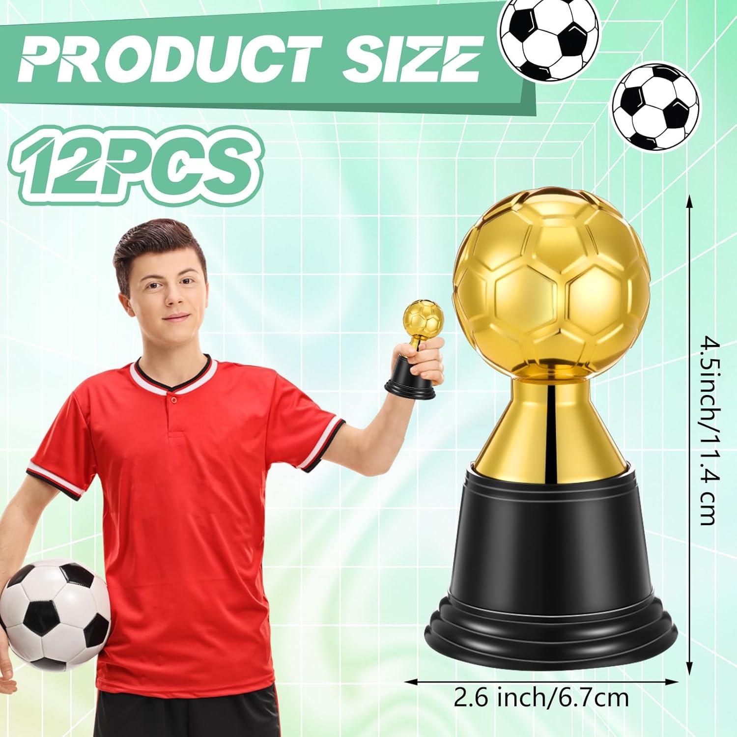 12 Mini Trofeos de Fútbol Dorados Leinuosen 11.4 cm Halloween