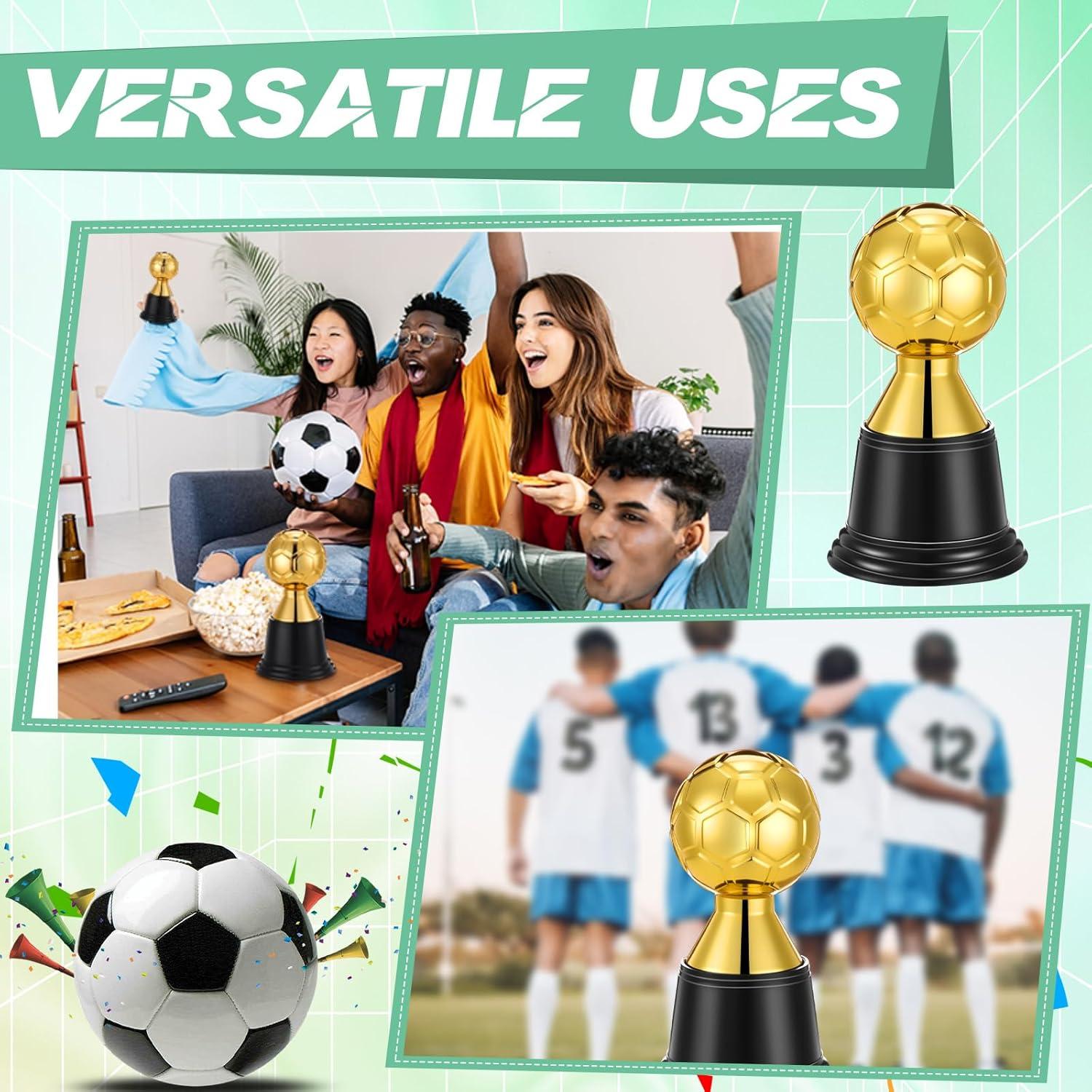 12 Mini Trofeos de Fútbol Dorados Leinuosen 11.4 cm Halloween