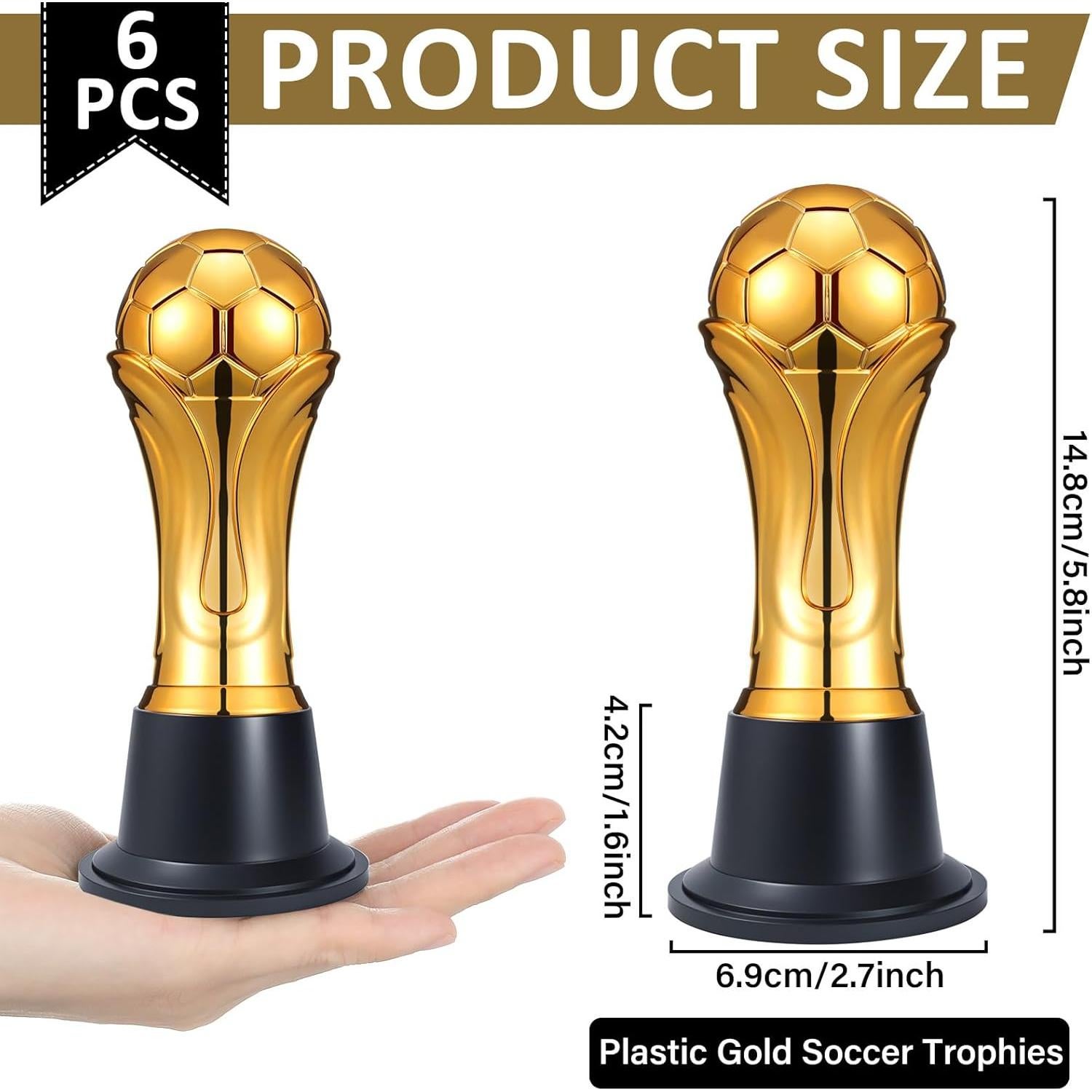 Mini Trofeos de Fútbol Dorados Conderyang 14.8 cm - 6 Piezas