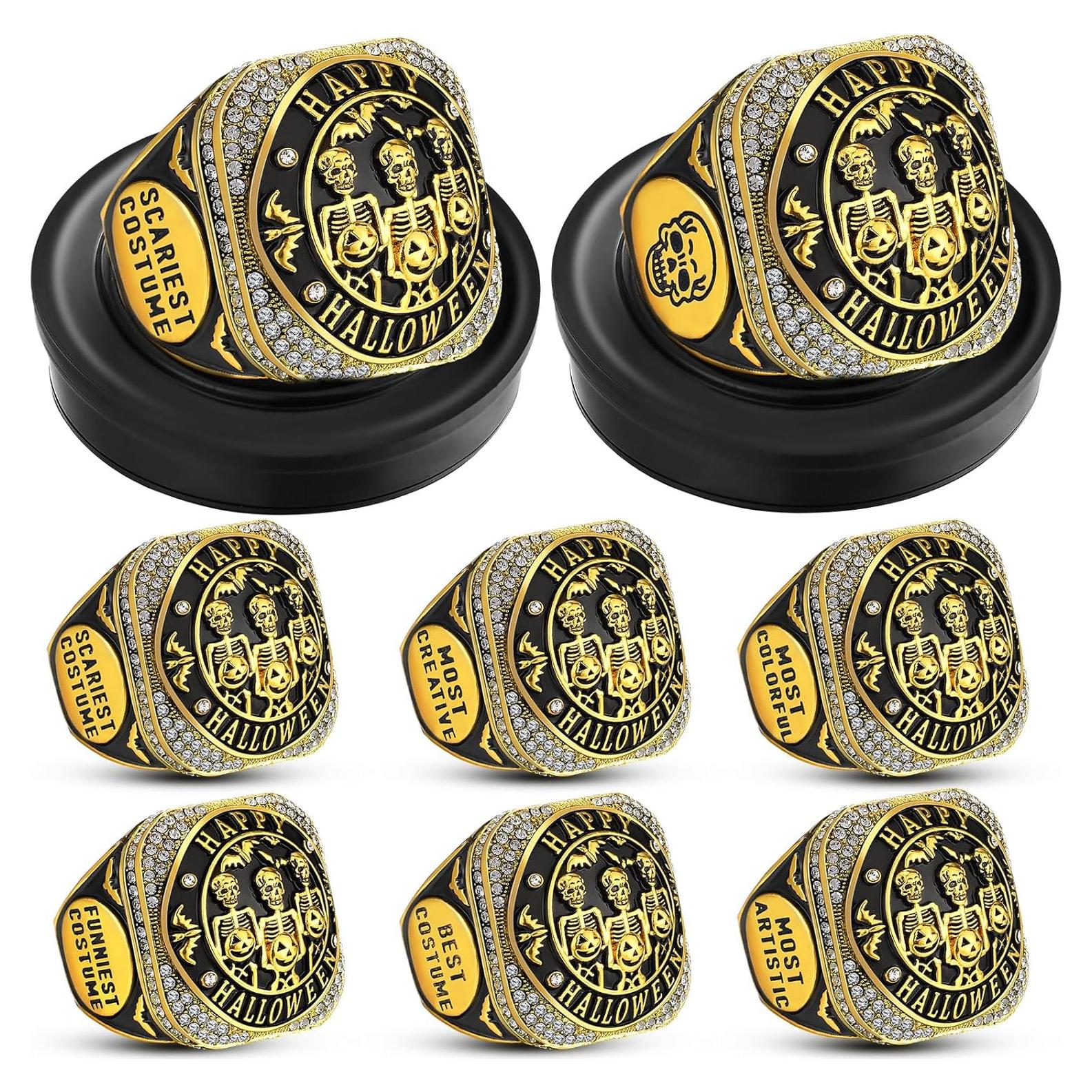 Anillos de Trofeo Halloween Highergo - 6 Piezas con Cadenas