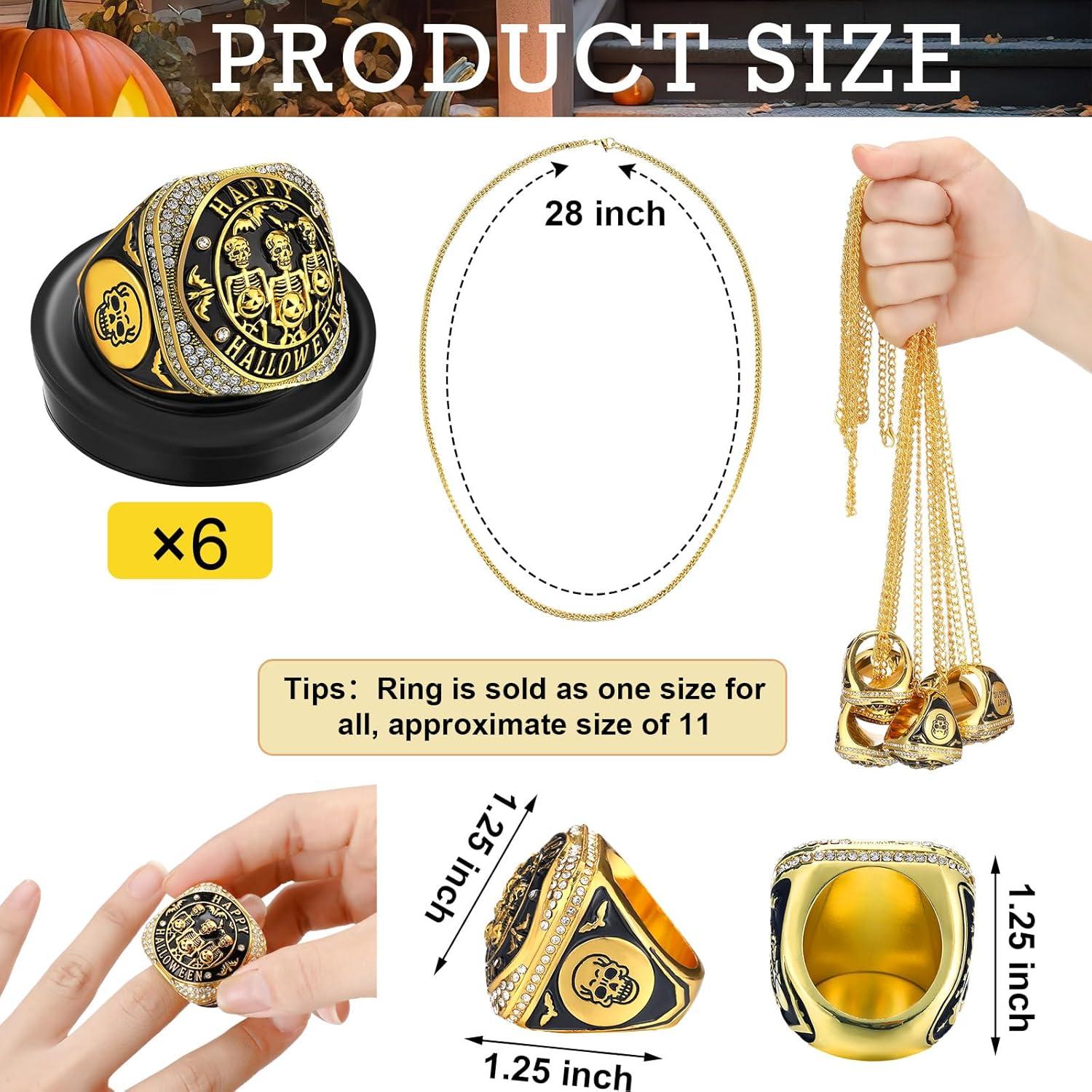 Anillos de Trofeo Halloween Highergo - 6 Piezas con Cadenas