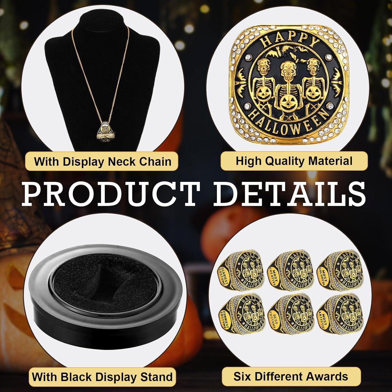 Anillos de Trofeo Halloween Highergo - 6 Piezas con Cadenas