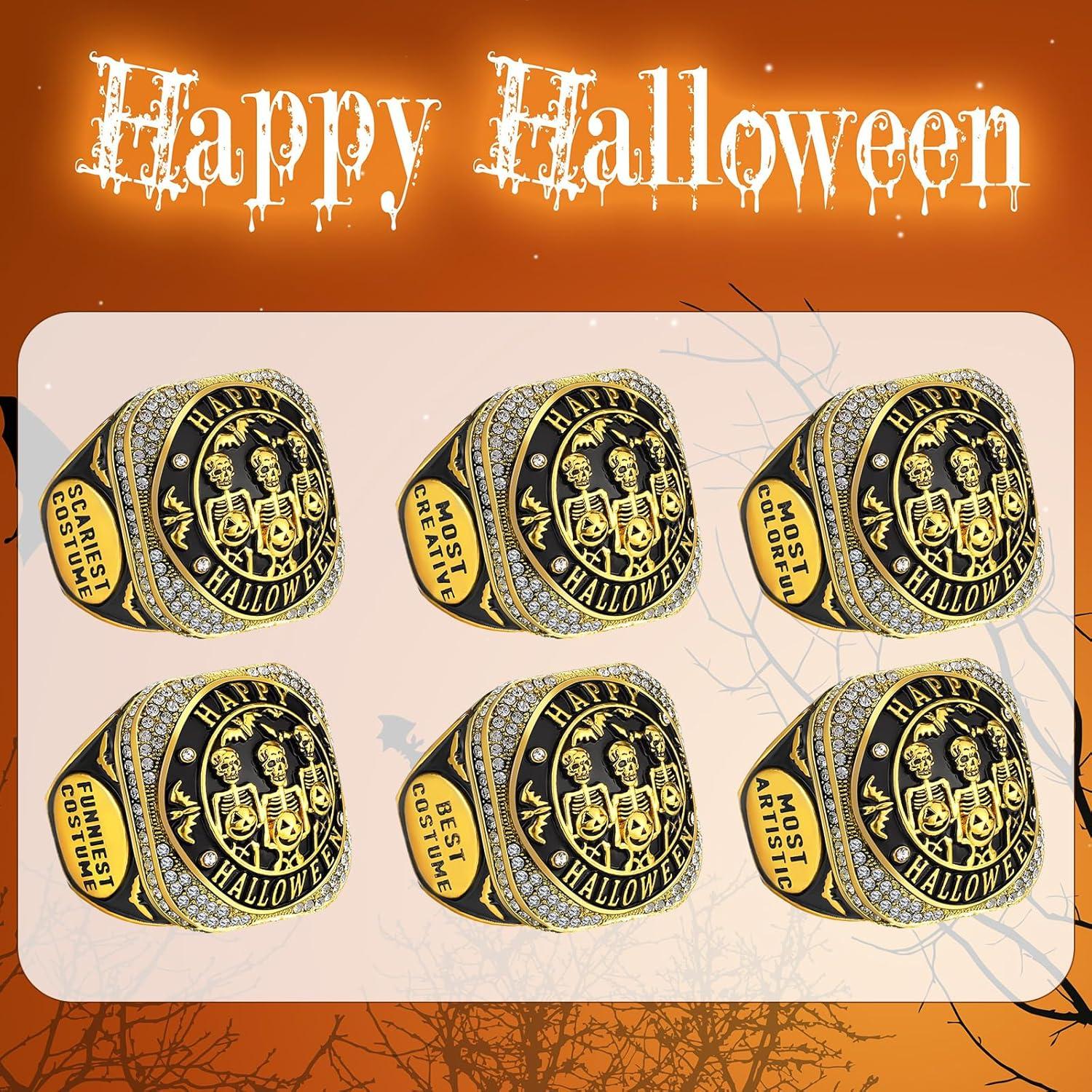 Anillos de Trofeo Halloween Highergo - 6 Piezas con Cadenas