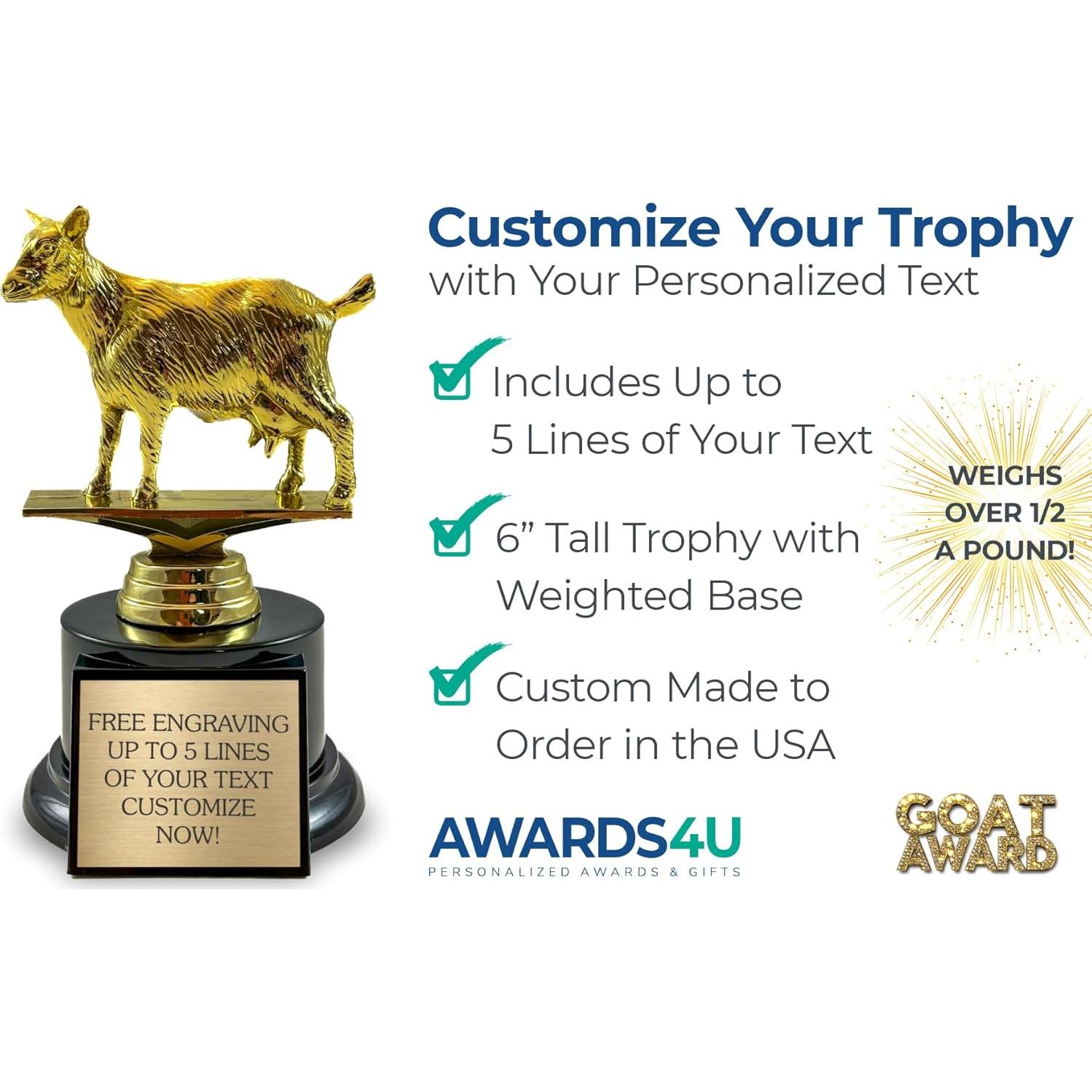 Trofeo de Cabra Personalizable Awards4U - 15.24 cm Dorado