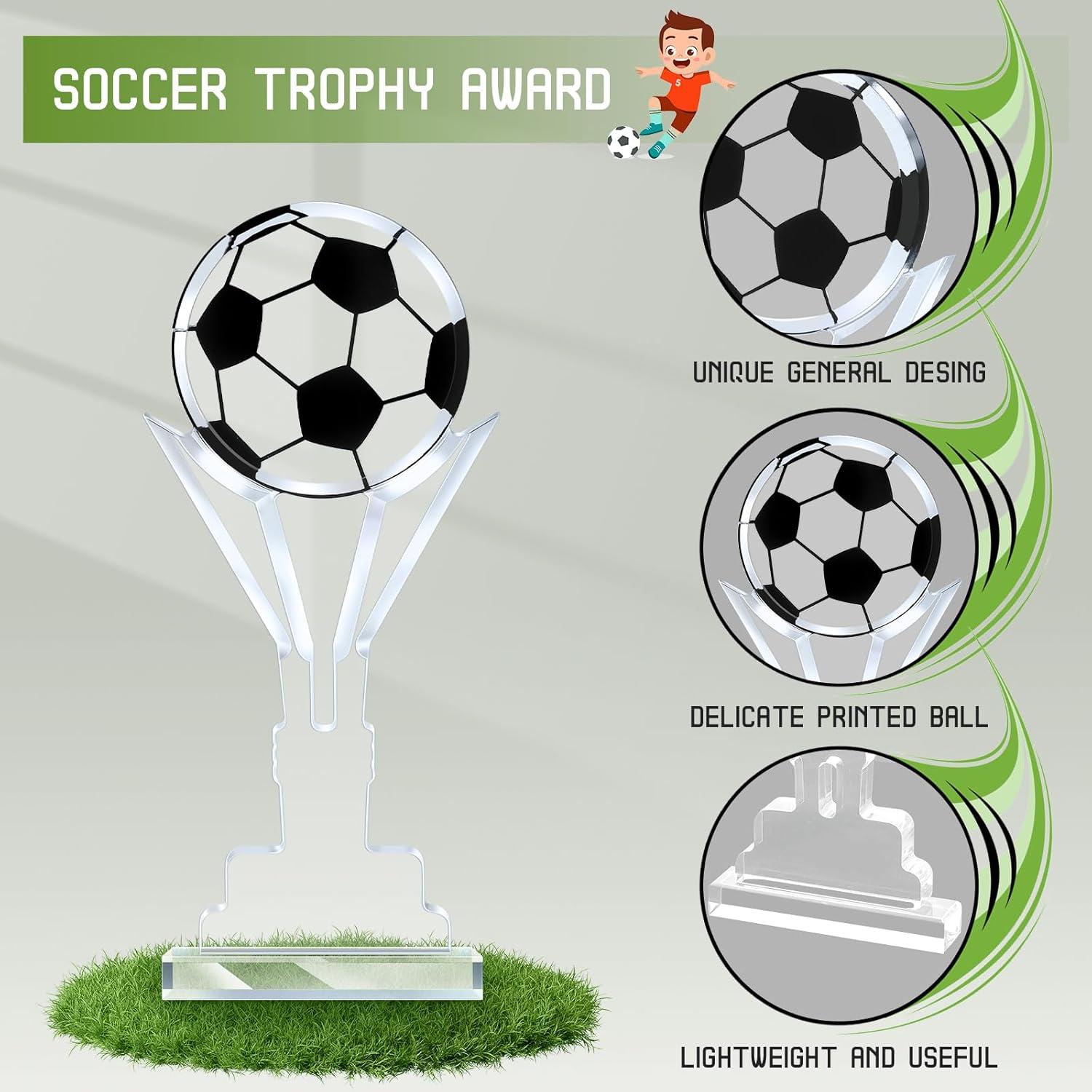 6 Trofeos de Acrílico Fútbol Moucuny 17 cm Adorno Premio