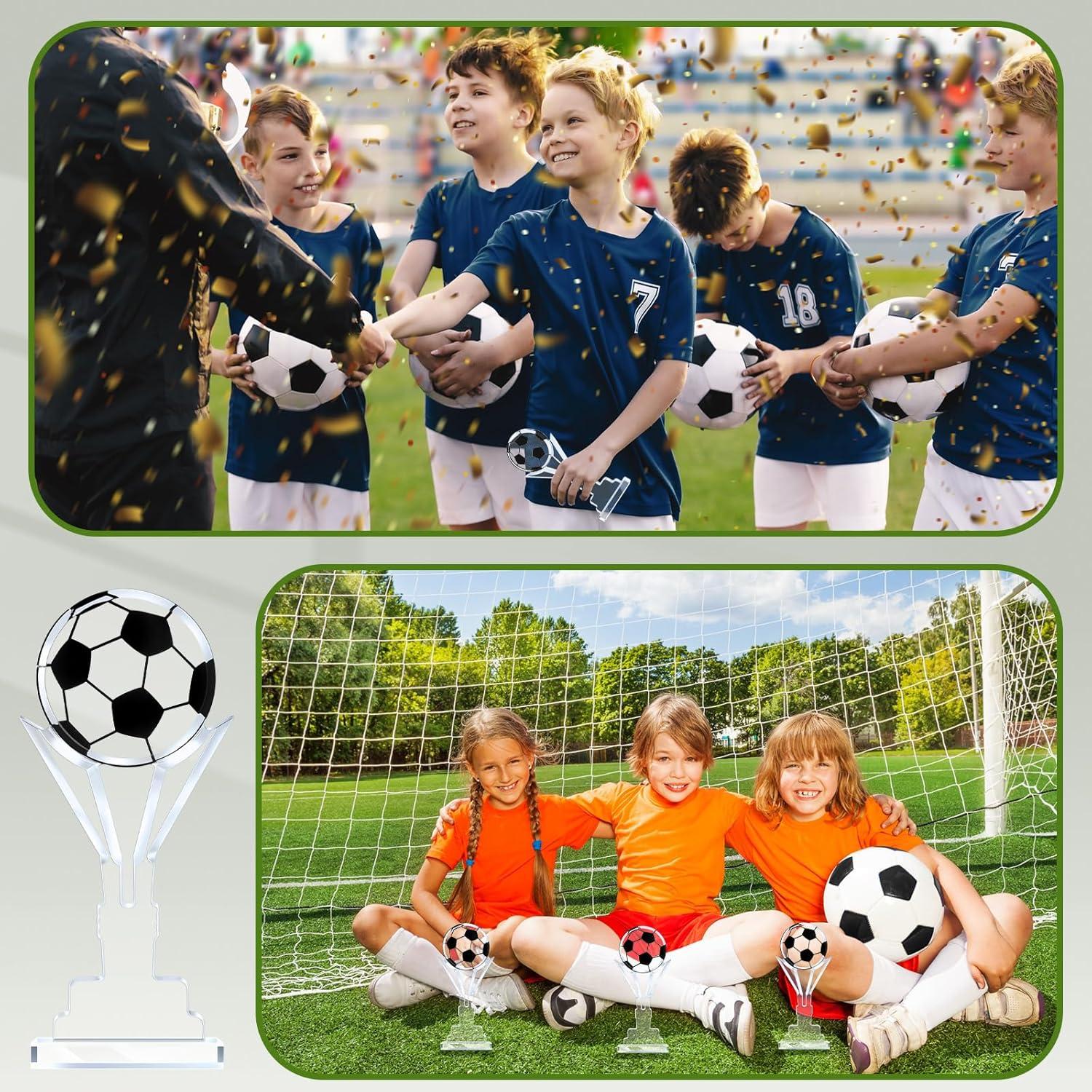 6 Trofeos de Acrílico Fútbol Moucuny 17 cm Adorno Premio