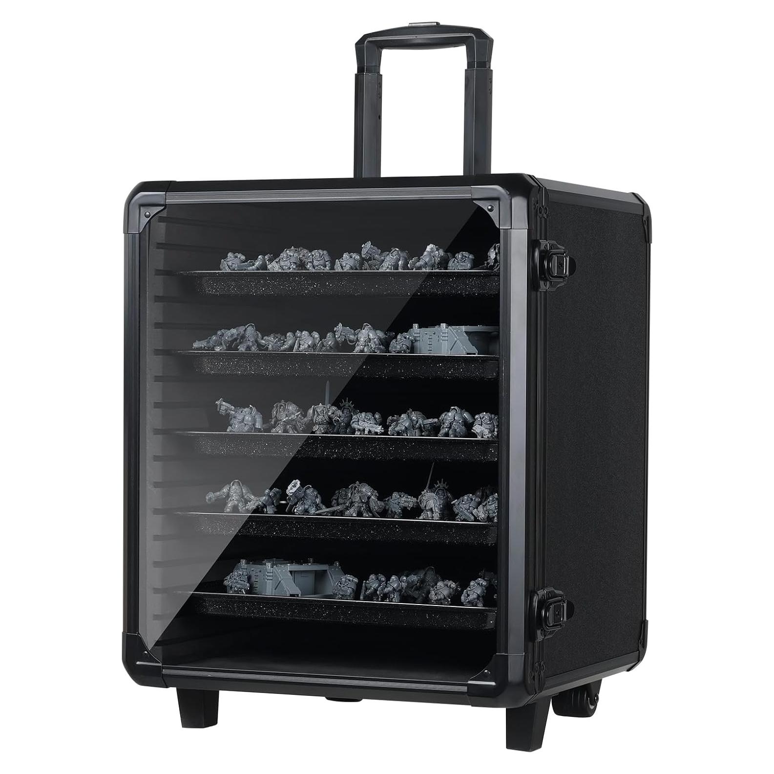 Estuche de Aluminio para Miniaturas con Cerradura y Carrito