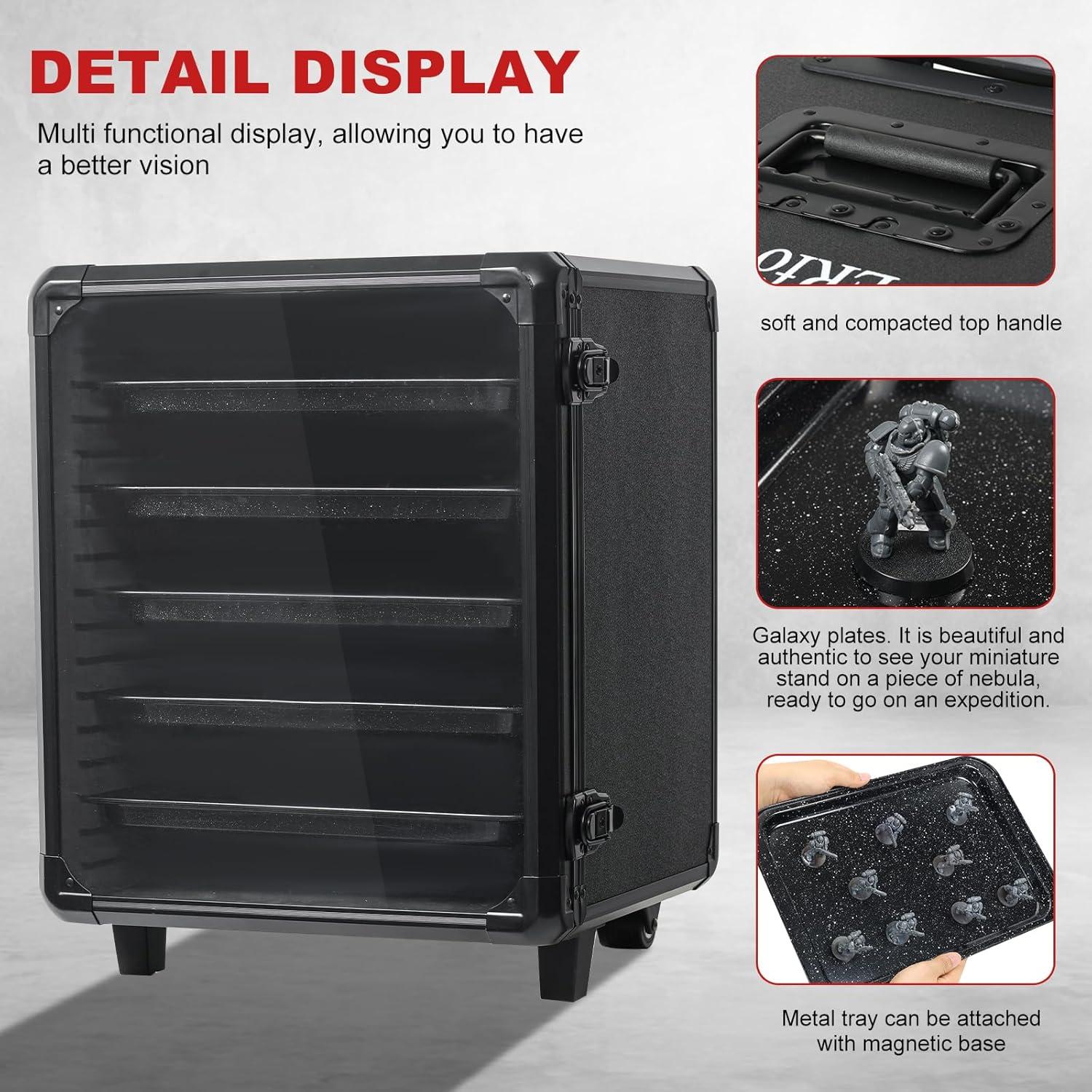 Estuche de Aluminio para Miniaturas con Cerradura y Carrito