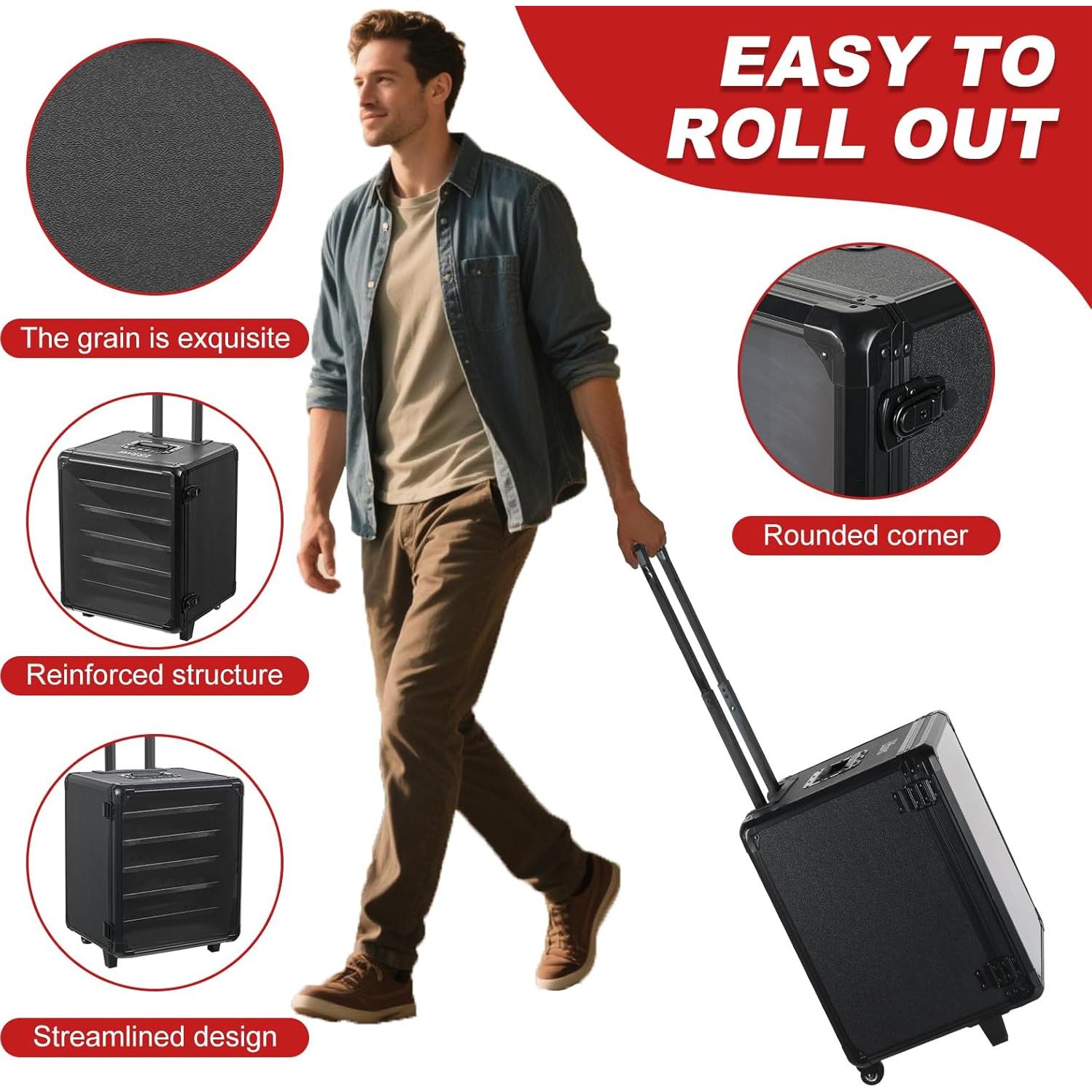 Estuche de Aluminio para Miniaturas con Cerradura y Carrito