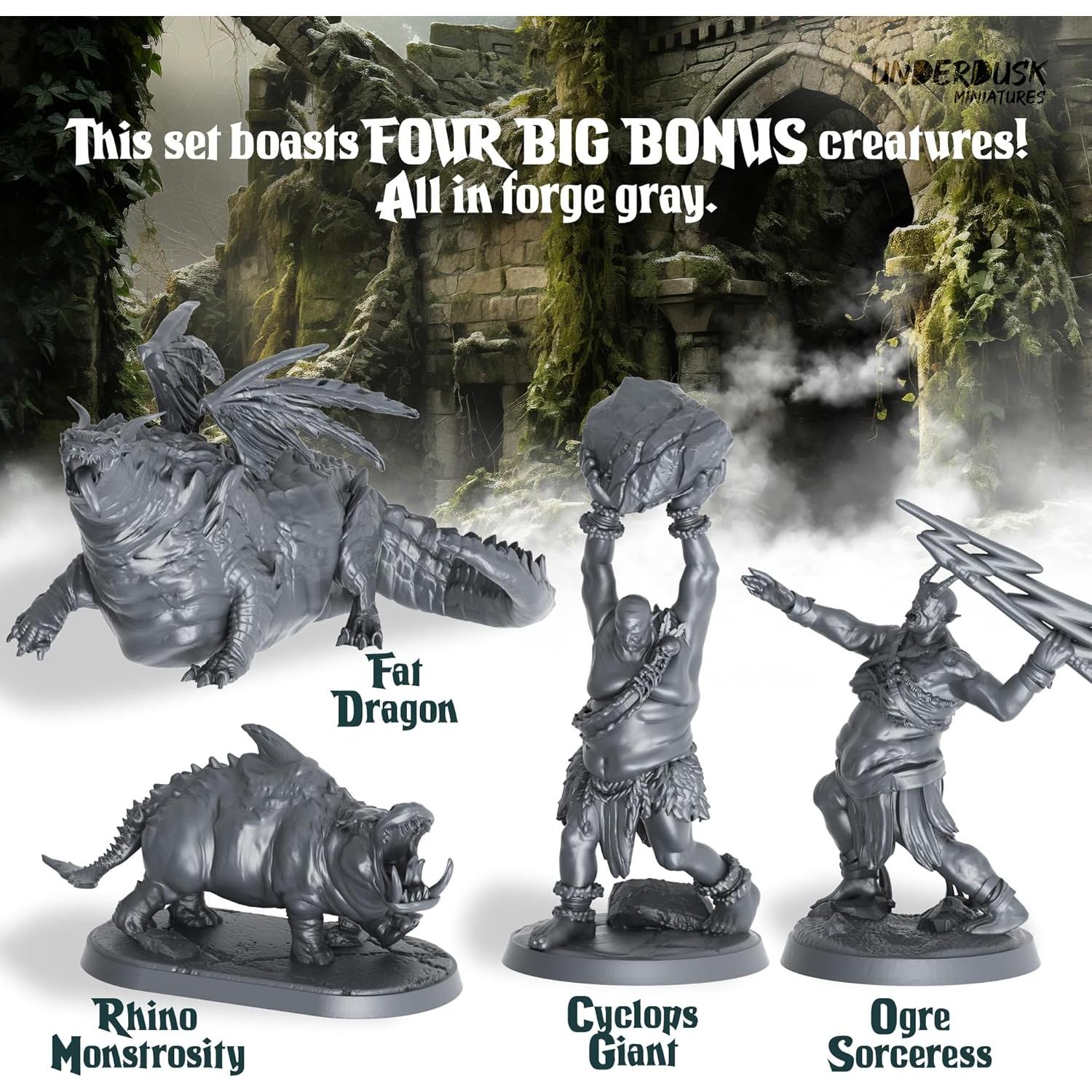 Miniaturas de Tabletop Underdusk - 64 Figuras D&D y RPGs