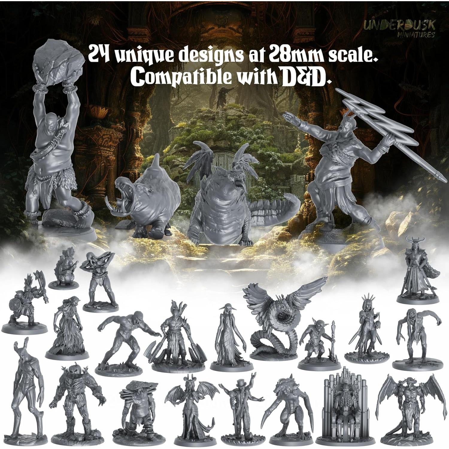 Miniaturas de Tabletop Underdusk - 64 Figuras D&D y RPGs