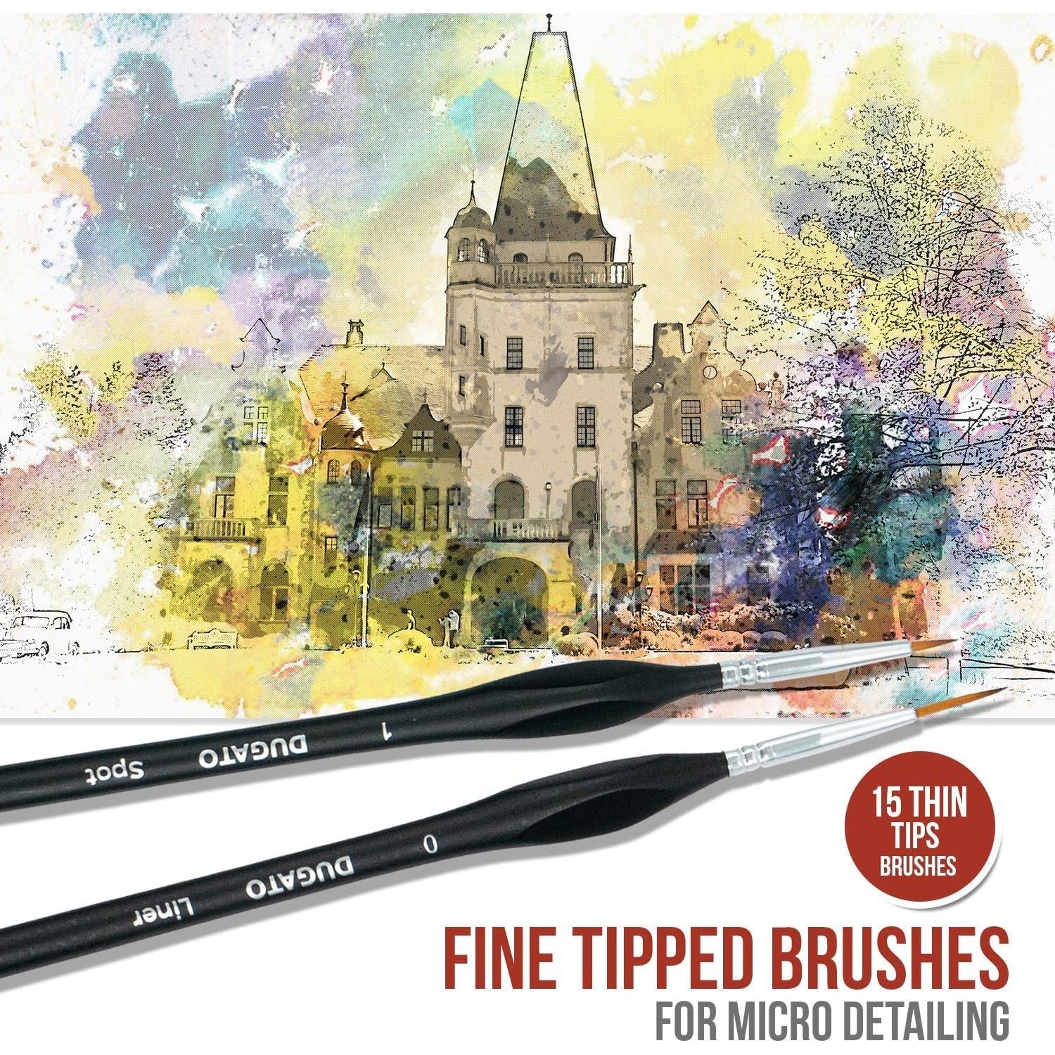 Juego de Pinceles de Detalle Fino DUGATO - 15 Piezas