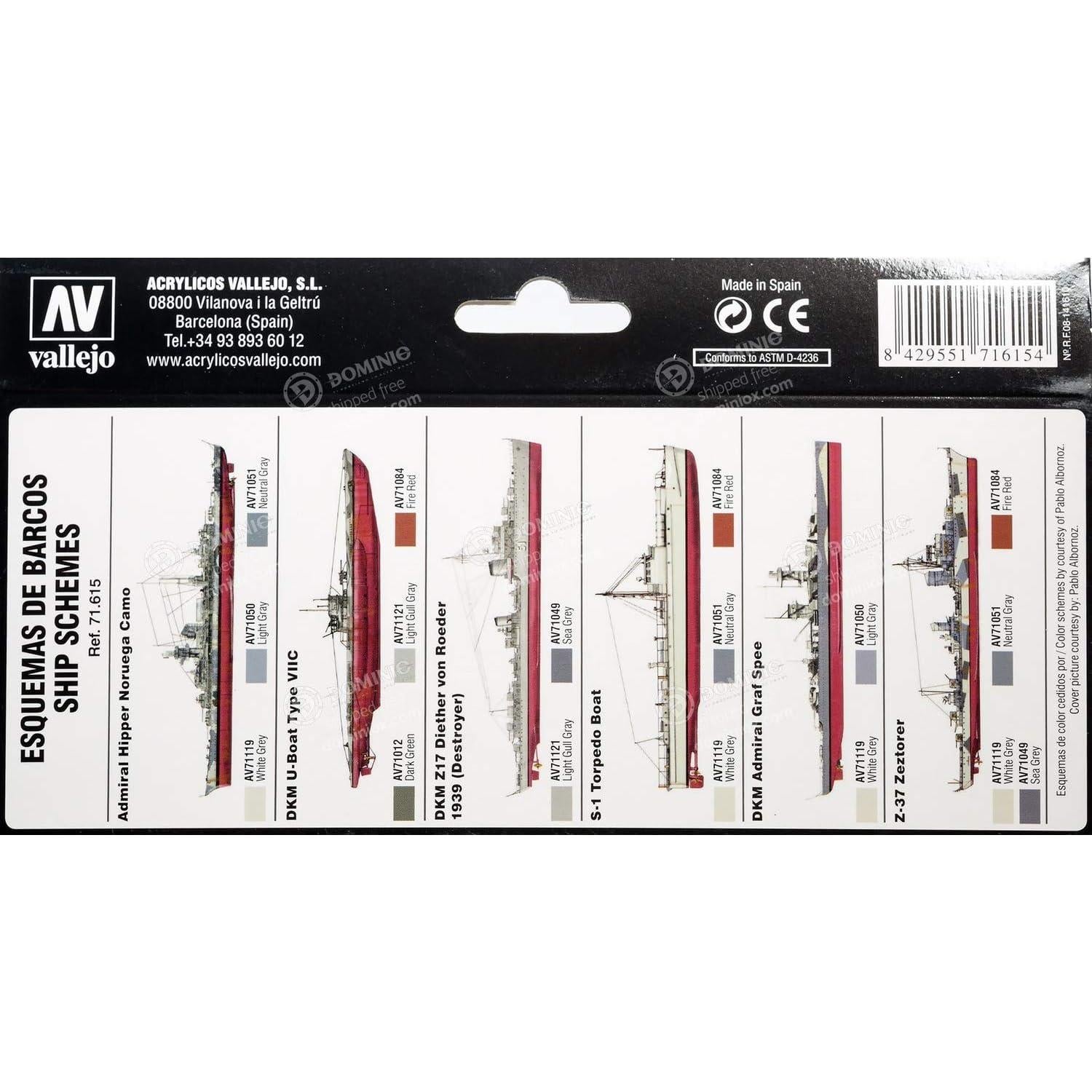 Set de Pinturas Acrílicas Vallejo Kriegsmarine WWII 136ml