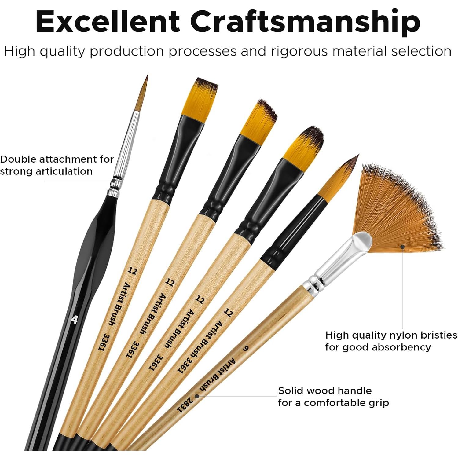 Conjunto de Pinceles de Pintura Bougimal 32 Piezas Nylon