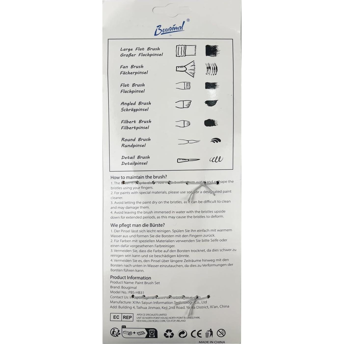 Conjunto de Pinceles de Pintura Bougimal 32 Piezas Nylon