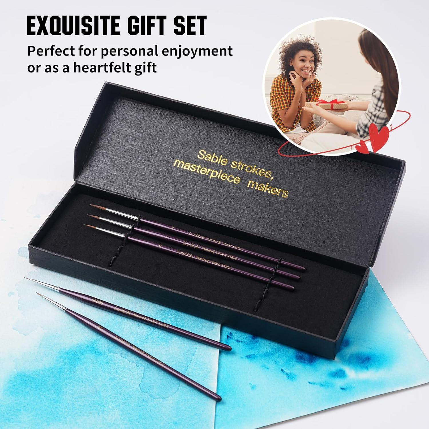 Juego de 5 Pinceles de Sable Kolinsky Lenbicki para Detalles Finos