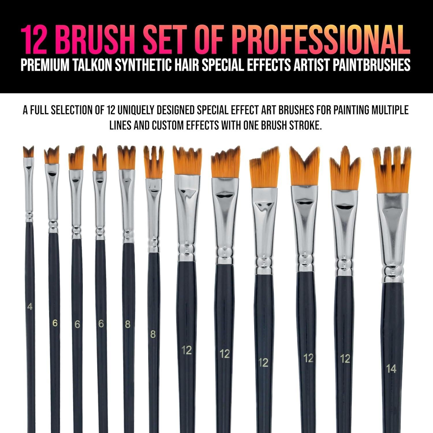 Juego de 12 Pinceles Sintéticos U.S. Art Supply para Efectos