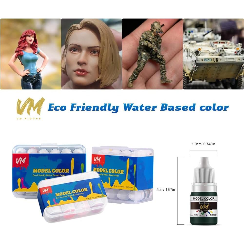 Juego de Pintura Acrílica a Base de Agua VM - 16 Colores x 5ml