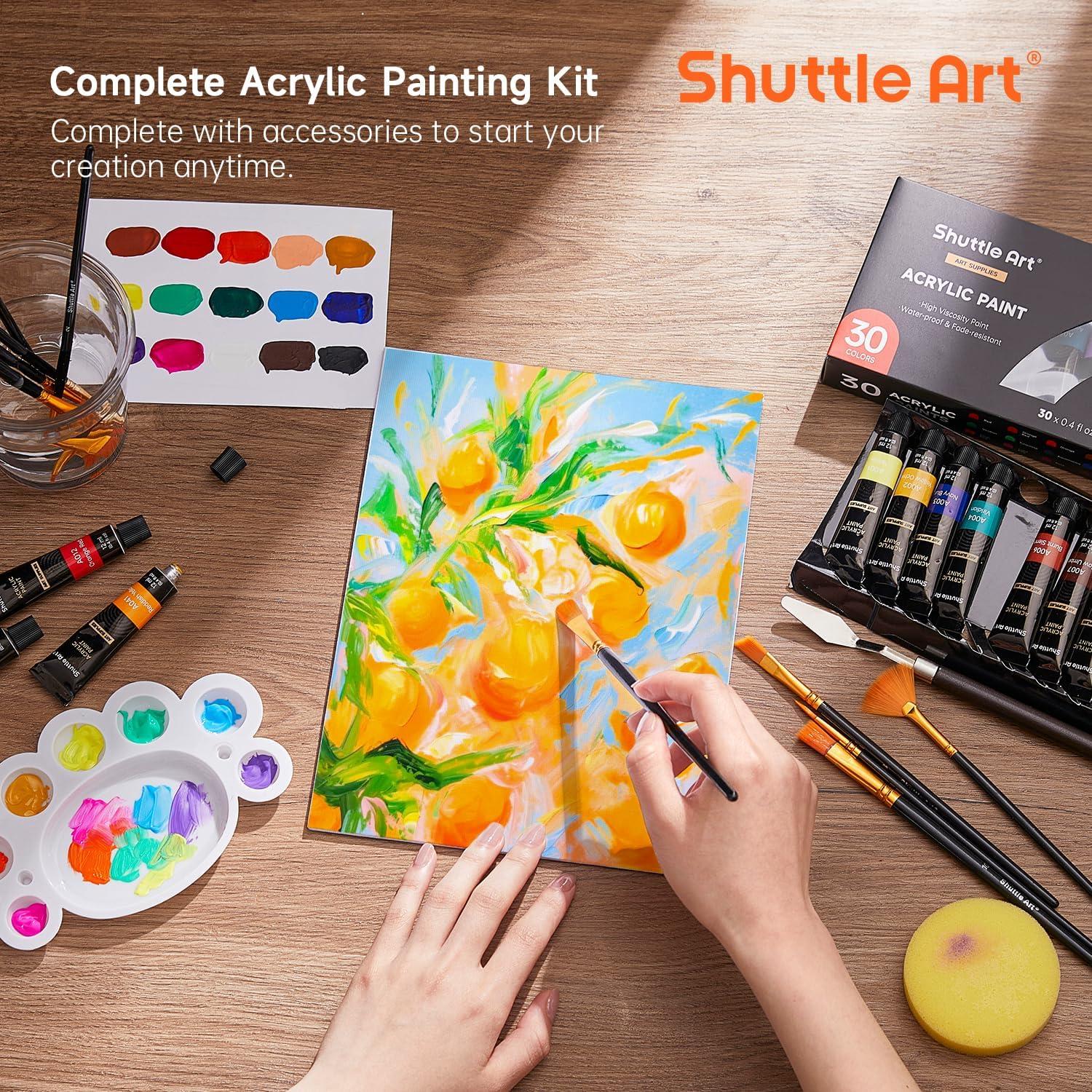 Conjunto de Pintura Acrílica Shuttle Art 46 Piezas 30 Colores