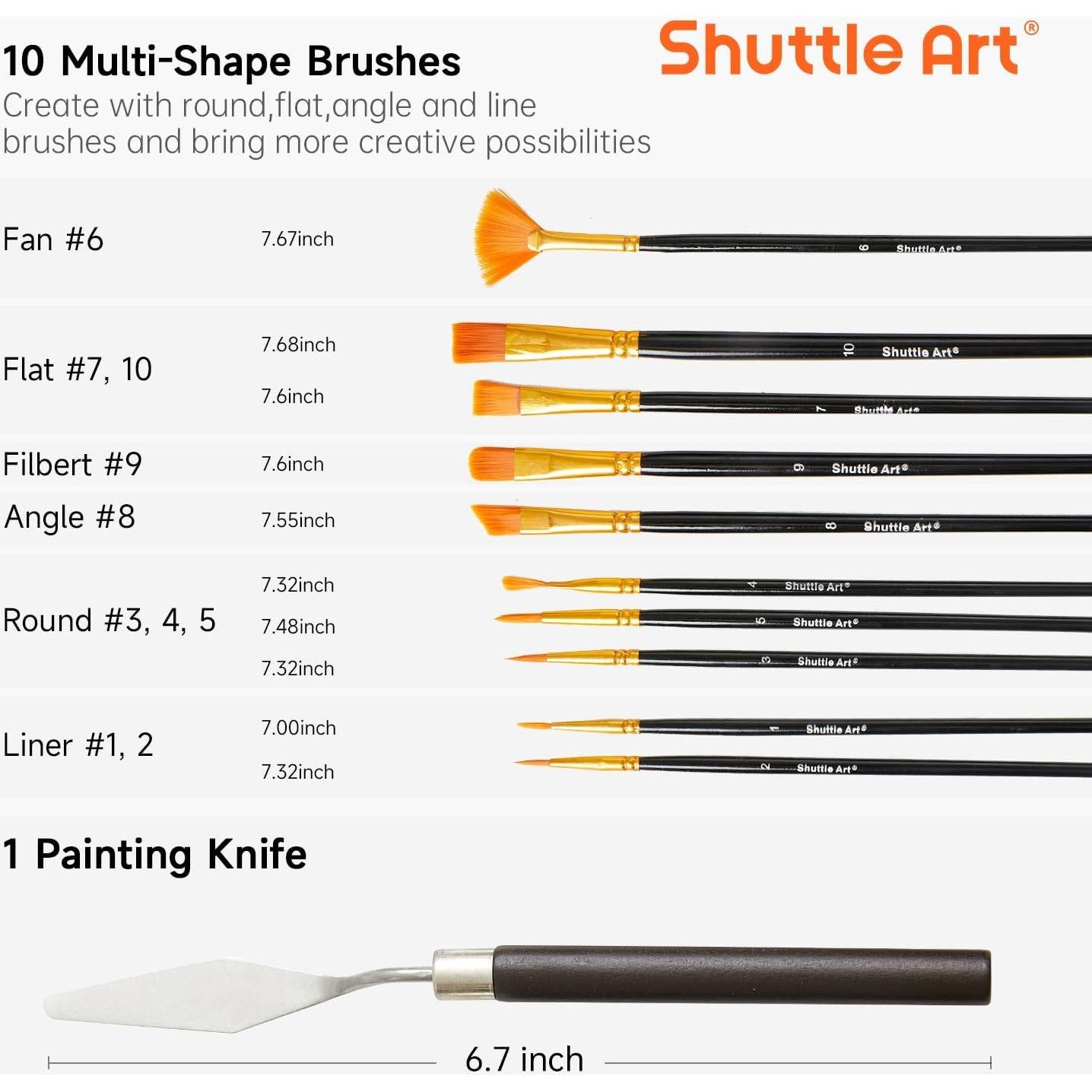 Conjunto de Pintura Acrílica Shuttle Art 46 Piezas 30 Colores