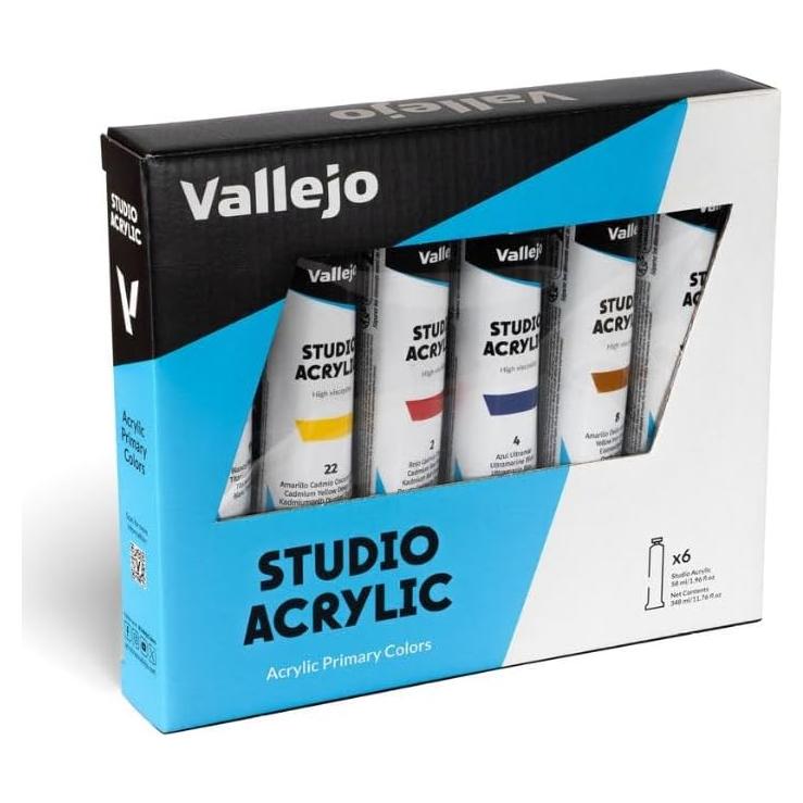 Set de Pintura Acrílica Vallejo 6 Tubos 58 ml Colores Primarios