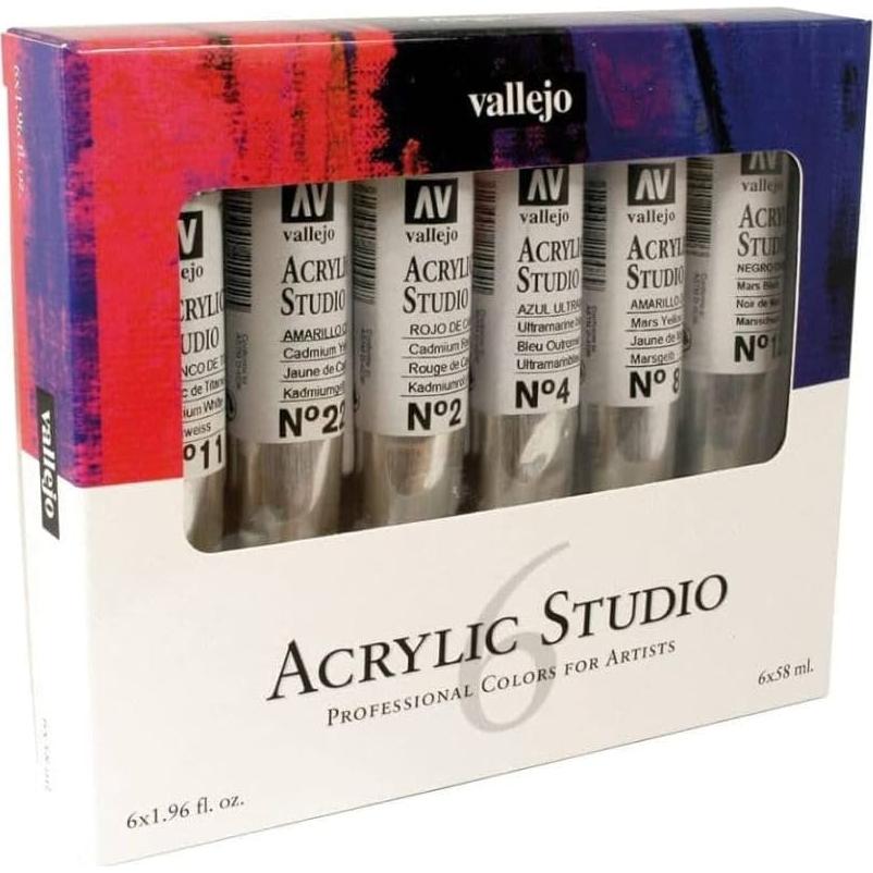 Set de Pintura Acrílica Vallejo 6 Tubos 58 ml Colores Primarios