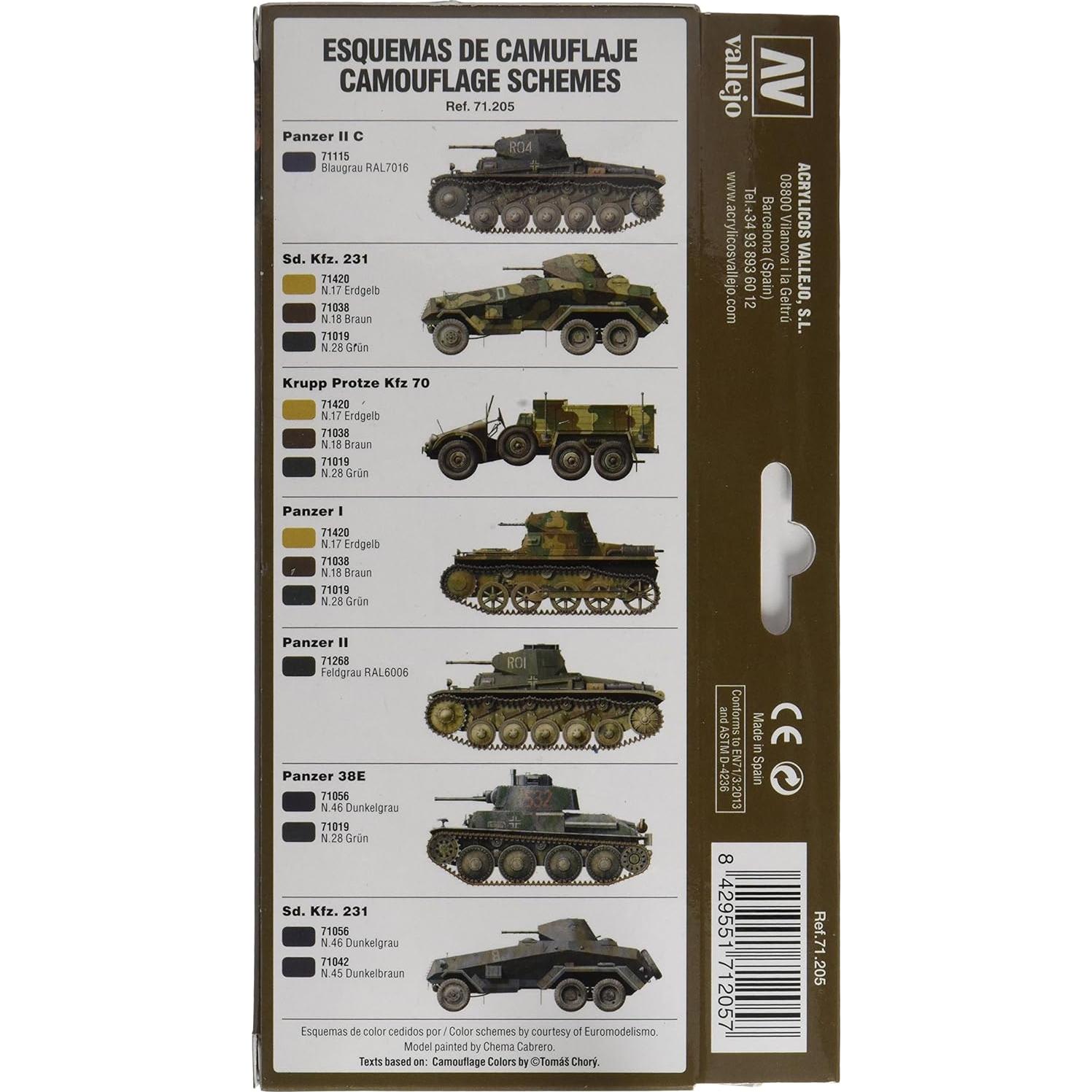 Set de Pintura Acrílica Vallejo 8 Colores Alemanes 1927-1941 136 ml