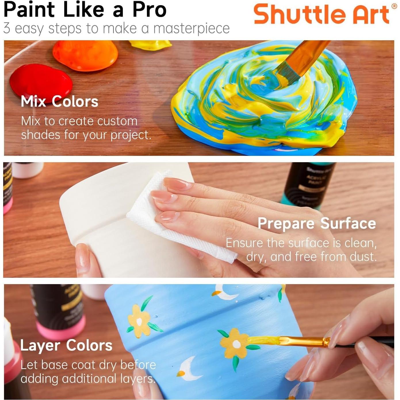 Juego de Pintura Acrílica Exterior Shuttle Art 36 Colores 60ml