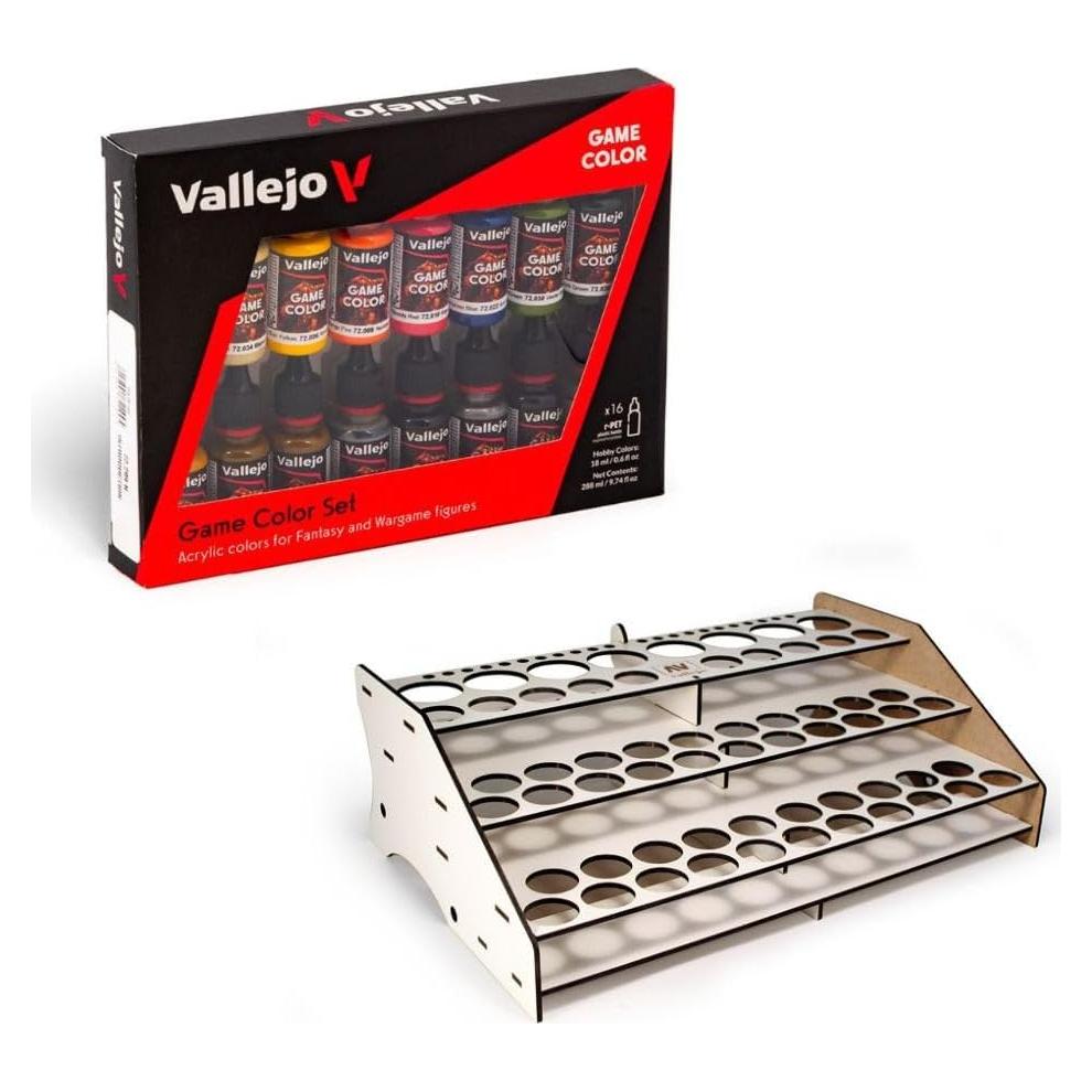 Conjunto de Pinturas Vallejo 16 Colores 18 ml + Soporte