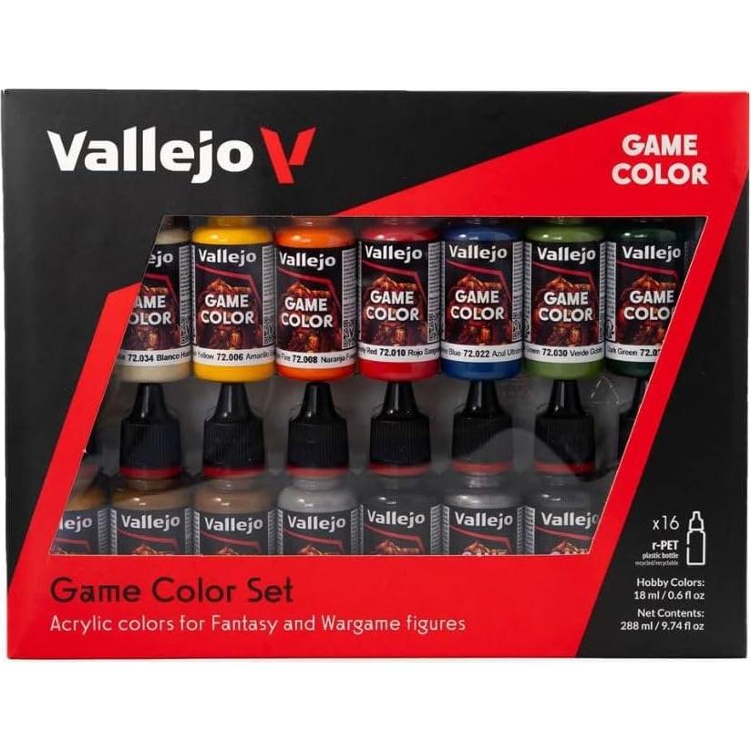 Conjunto de Pinturas Vallejo 16 Colores 18 ml + Soporte