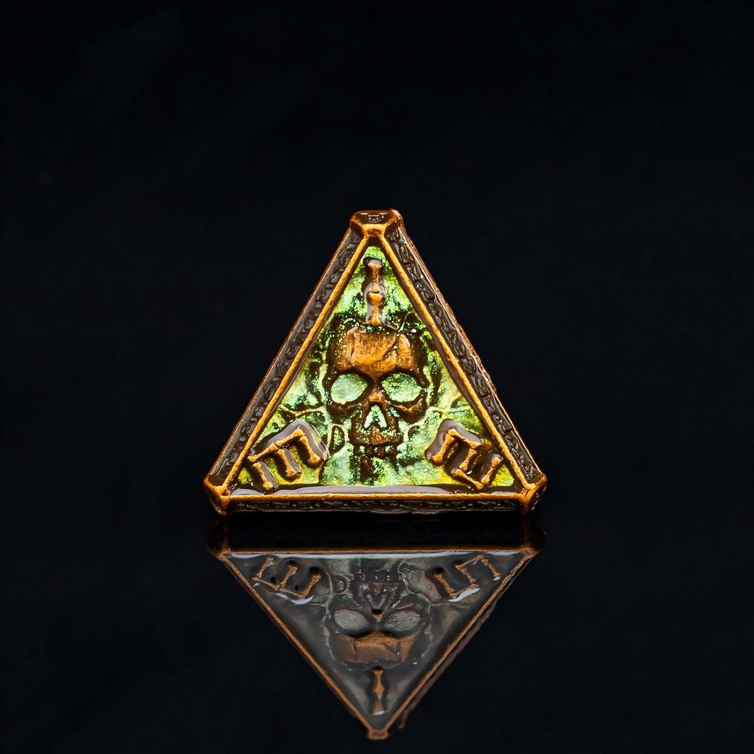 Juego de Dados DND de Metal Rolledomain Calavera Bronce 7 Piezas