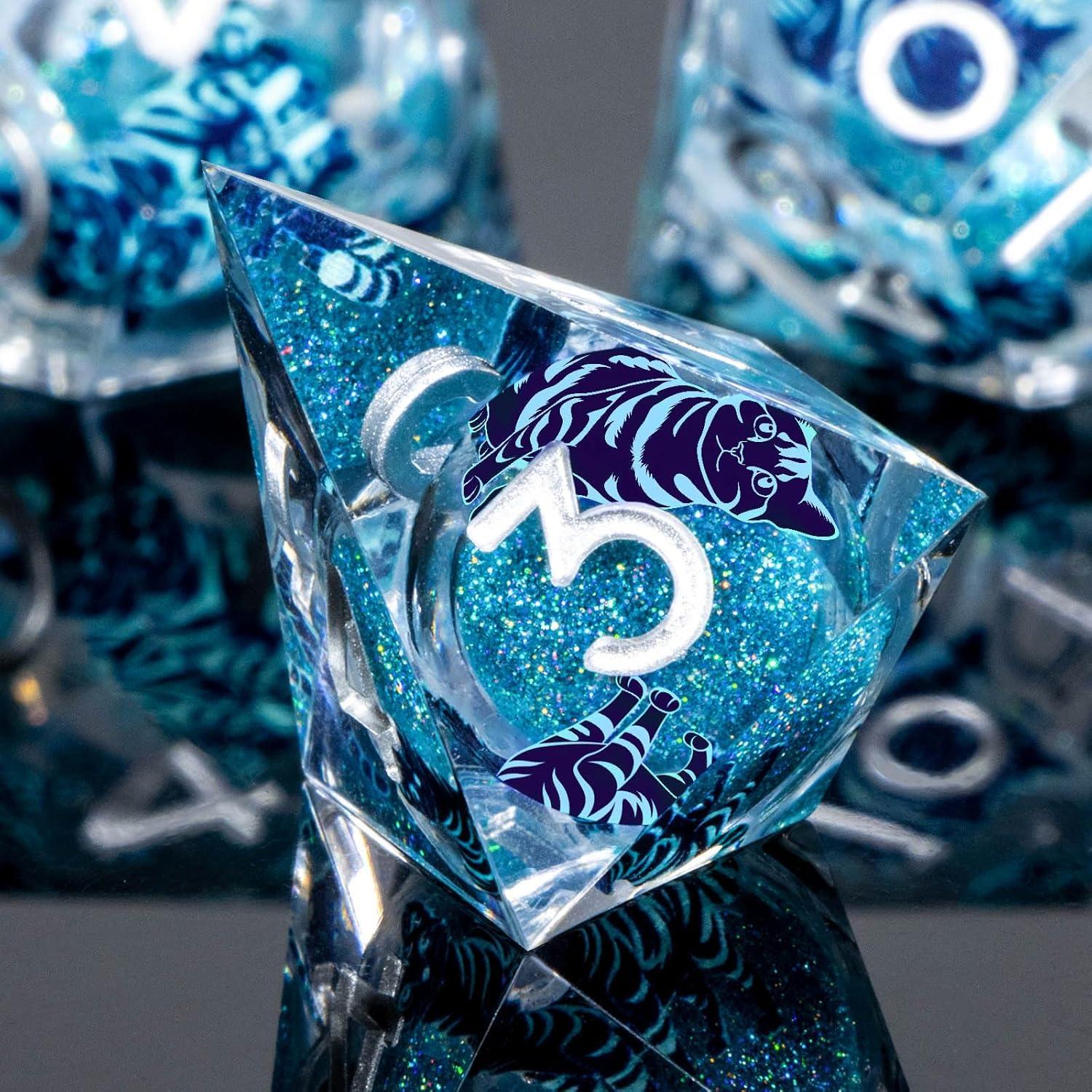 Juego de Dados DND KERWELLSI 7 Piezas Resina Azul