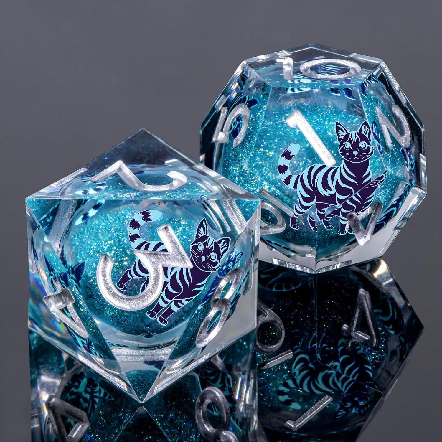 Juego de Dados DND KERWELLSI 7 Piezas Resina Azul