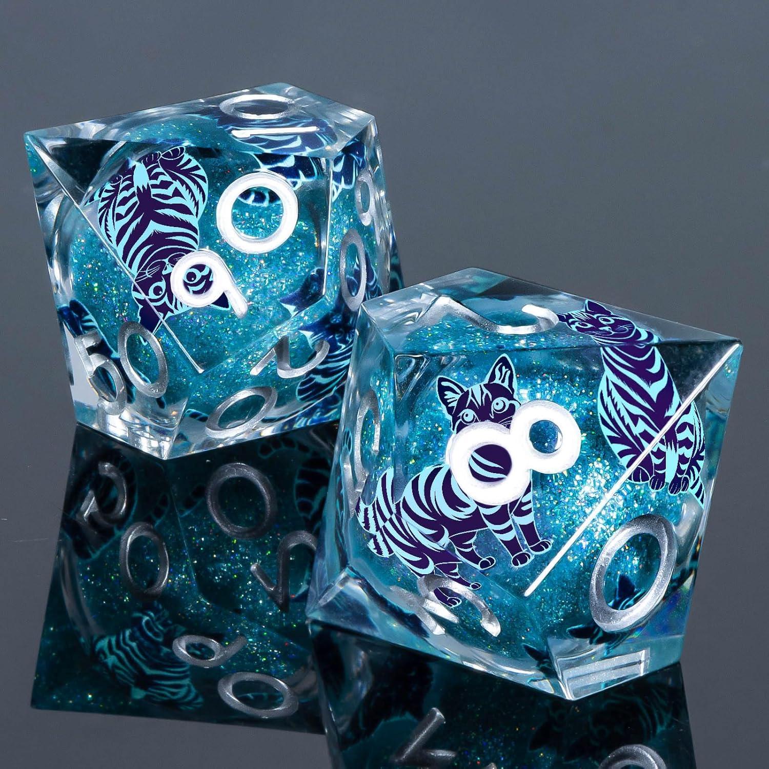 Juego de Dados DND KERWELLSI 7 Piezas Resina Azul