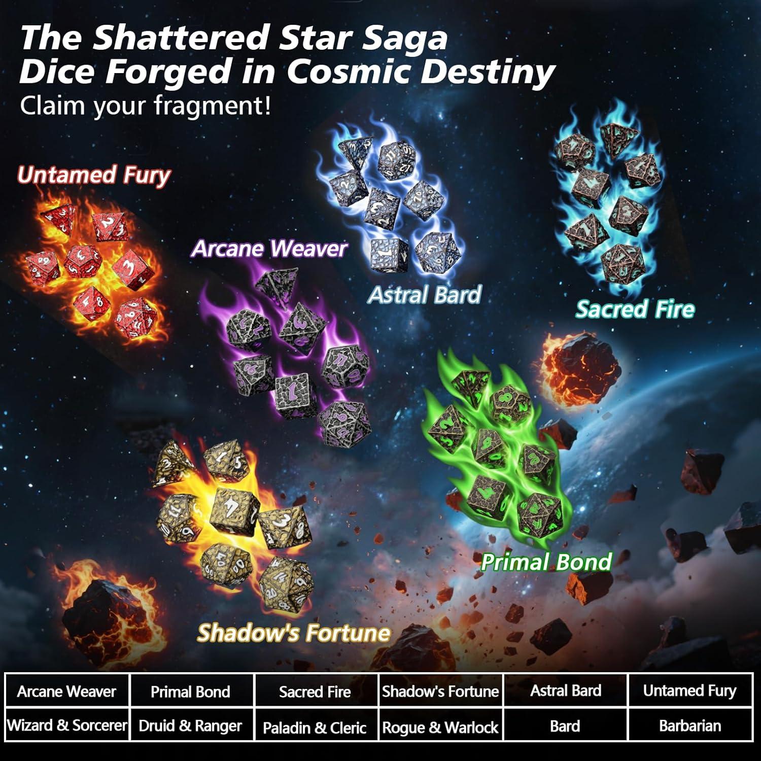 Conjunto de Dados Metálicos PJOY DND 7PCS Meteorito 16mm