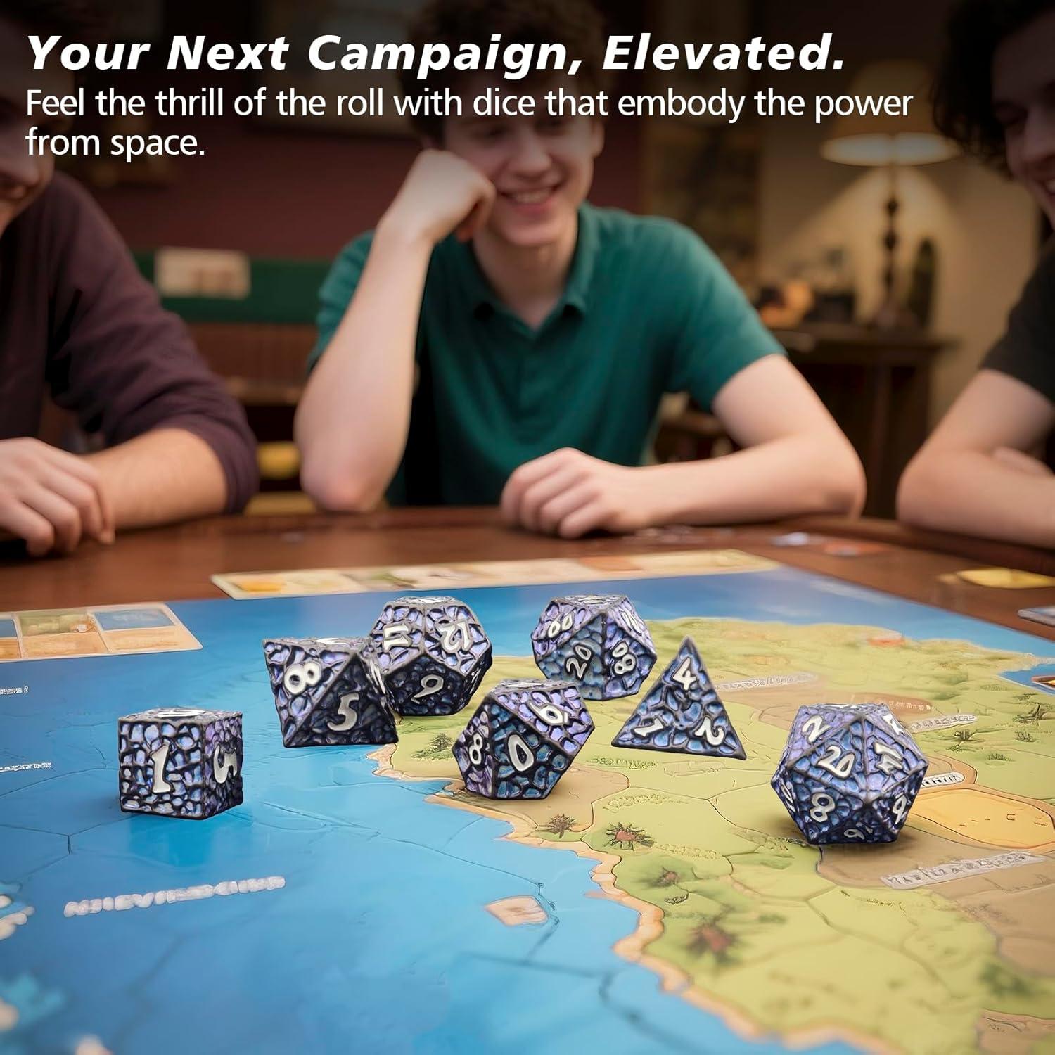 Conjunto de Dados Metálicos PJOY DND 7PCS Meteorito 16mm