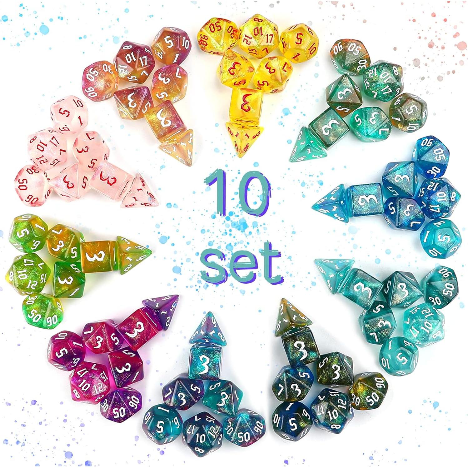 Juego de Dados Poliedricos DND Surhugvy 70 Piezas con 10 Bolsas