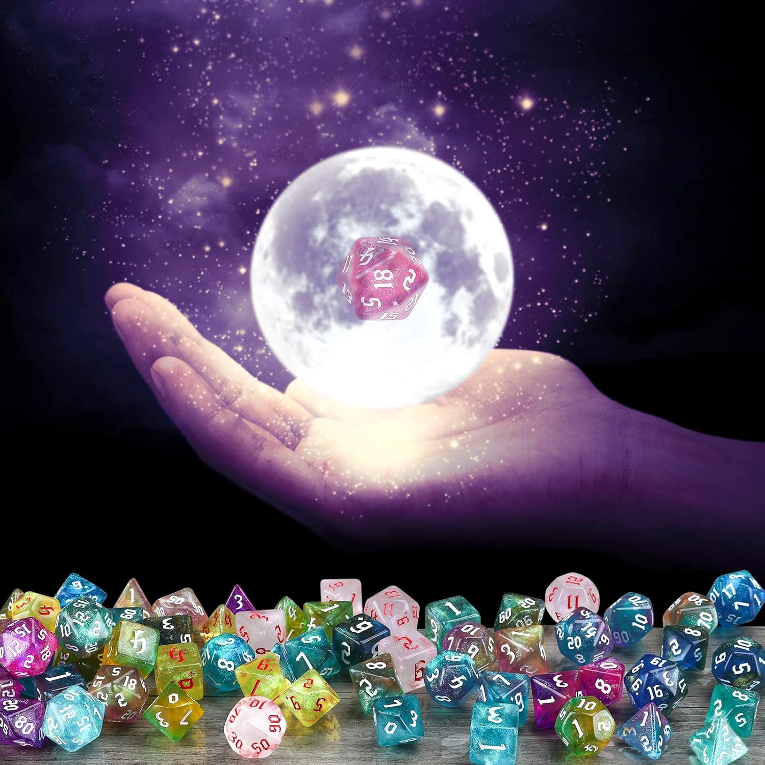 Juego de Dados Poliedricos DND Surhugvy 70 Piezas con 10 Bolsas