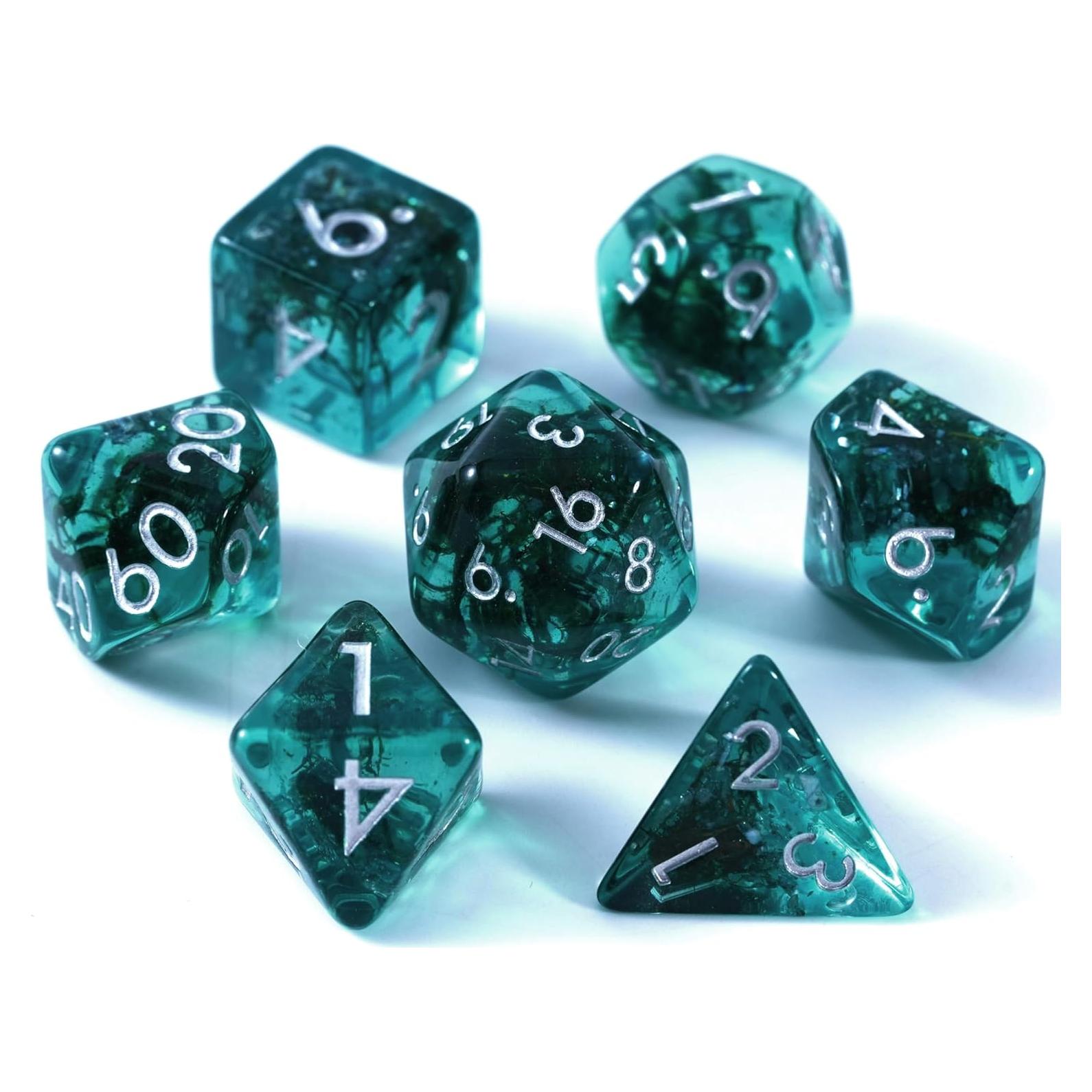 Juego de Dados Poliedricos Soar Forge Musgo Acuamarina D&D