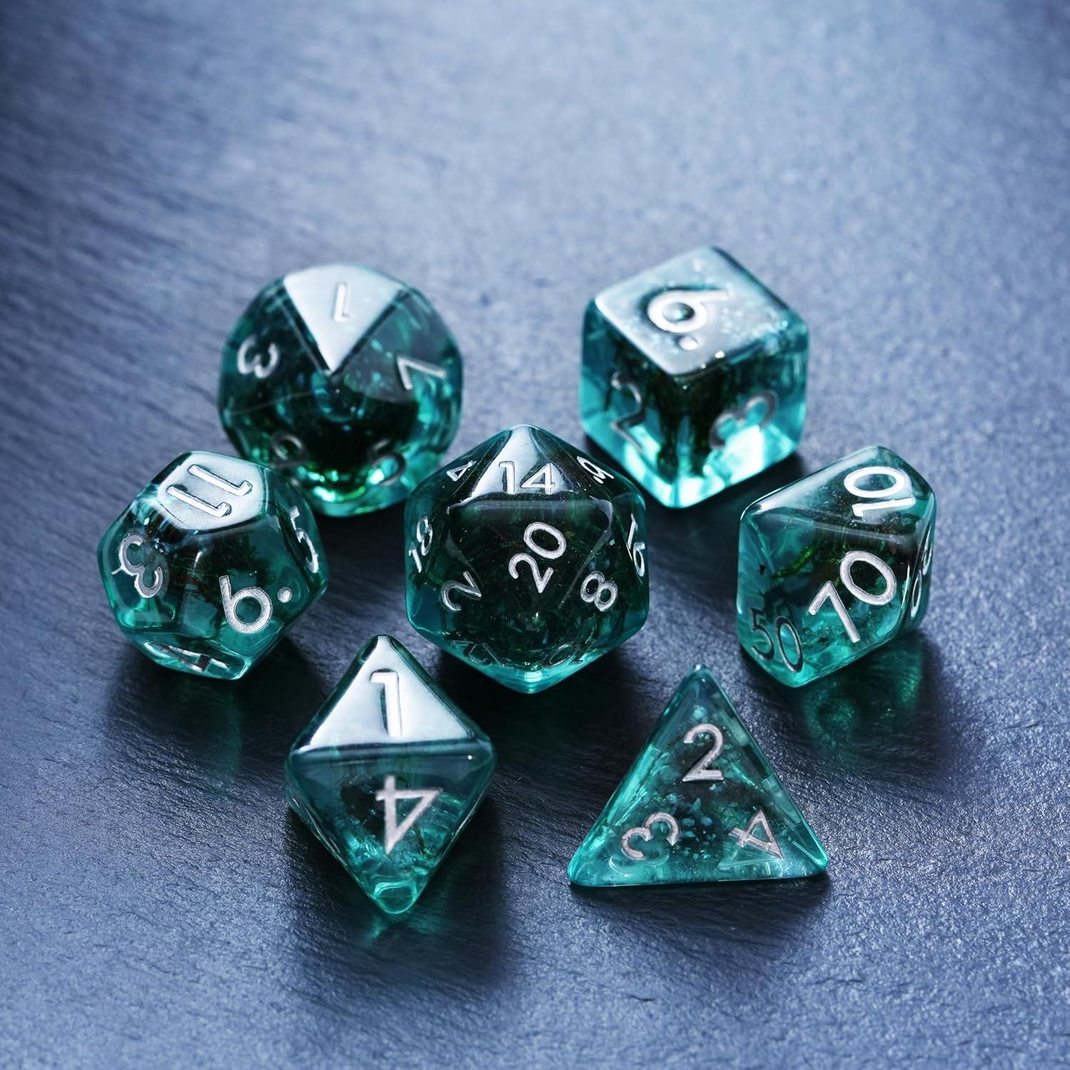 Juego de Dados Poliedricos Soar Forge Musgo Acuamarina D&D