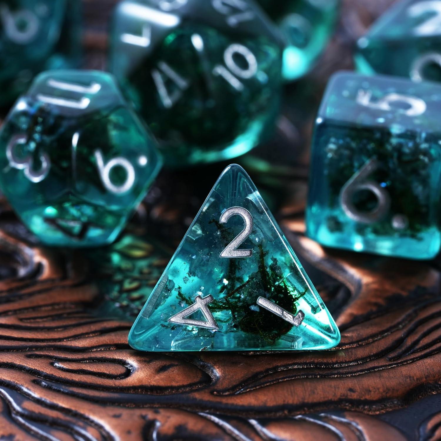 Juego de Dados Poliedricos Soar Forge Musgo Acuamarina D&D