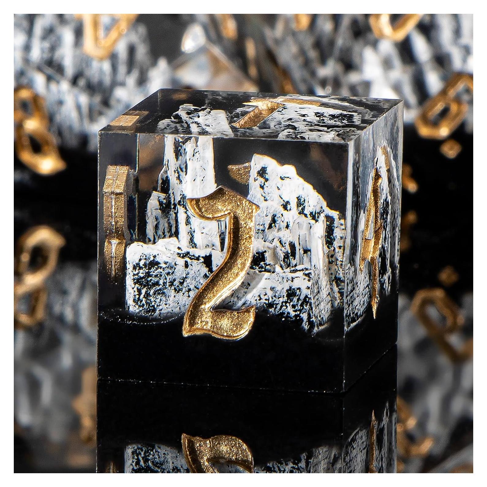 Juego de Dados de Resina DND Kerwells - 7 Piezas con Estuche