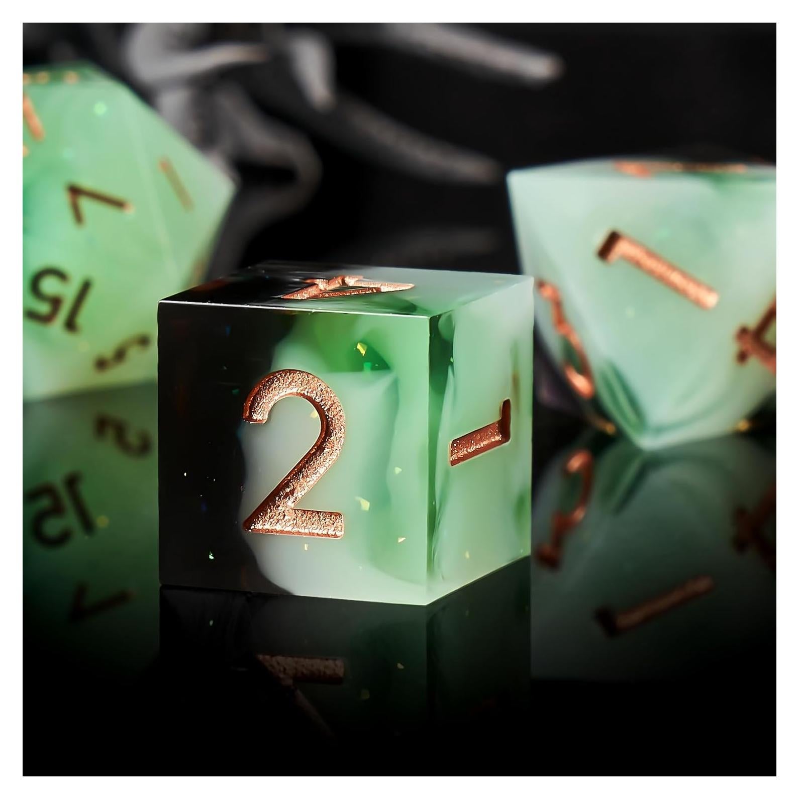 Juego de Dados DND Role Dice 7 Piezas Verde Gradual