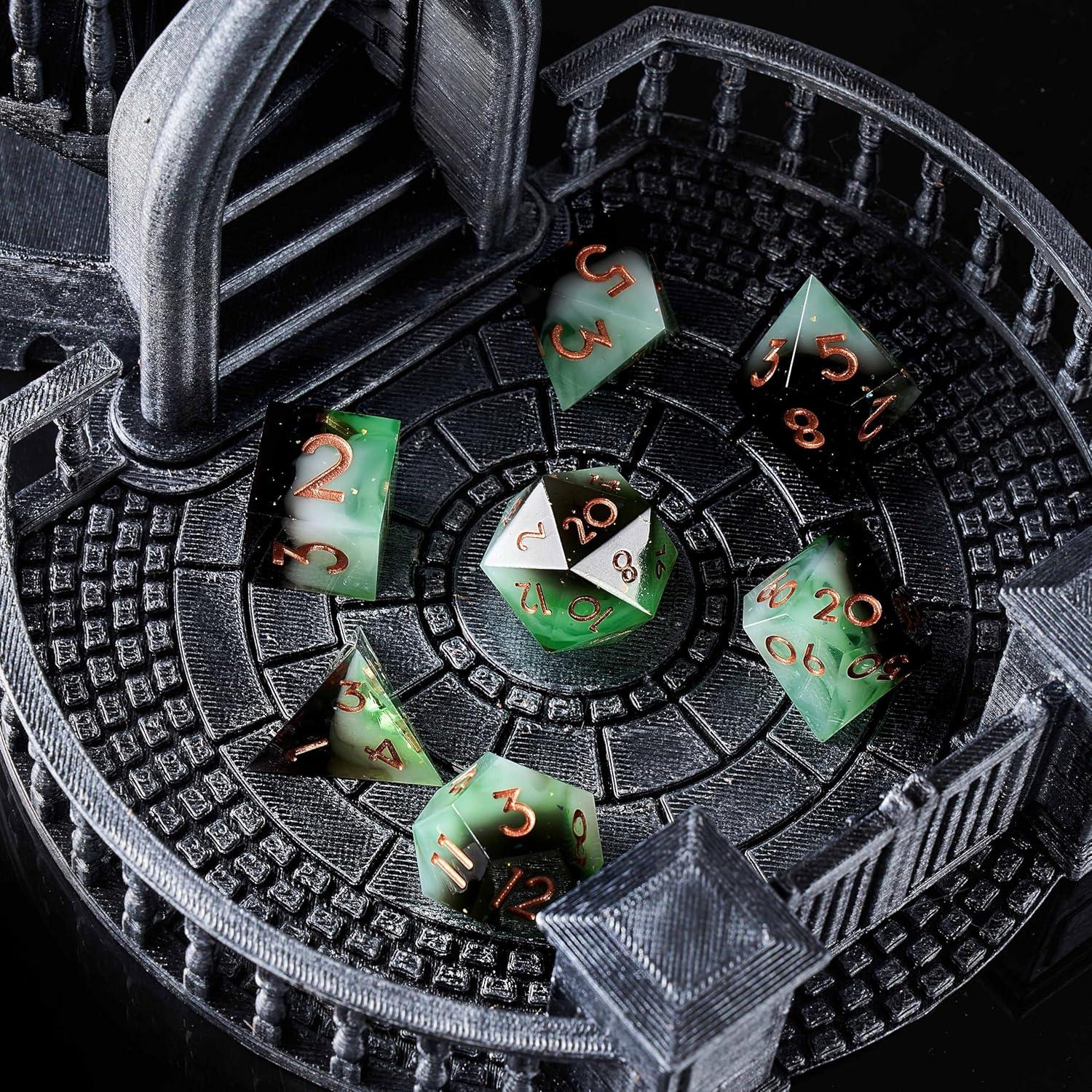 Juego de Dados DND Role Dice 7 Piezas Verde Gradual