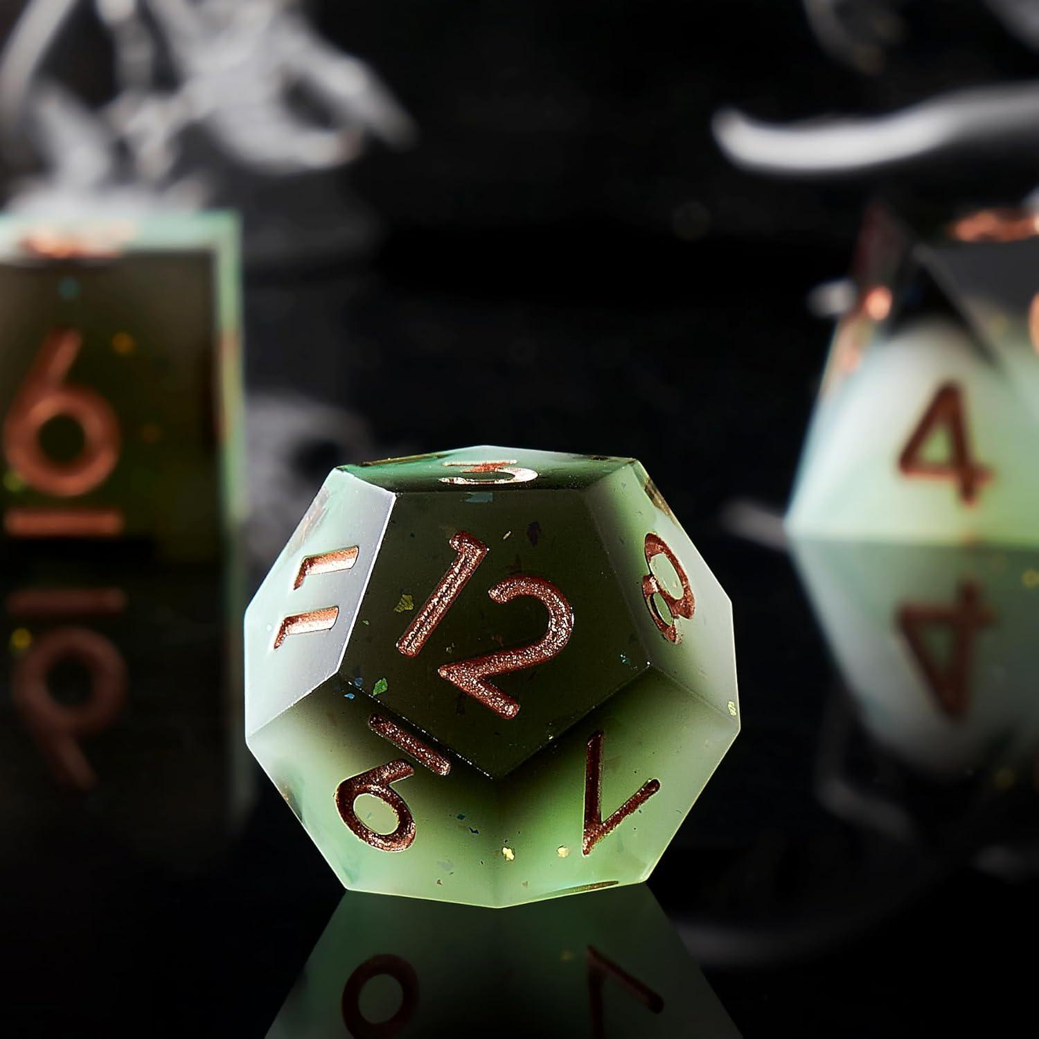 Juego de Dados DND Role Dice 7 Piezas Verde Gradual