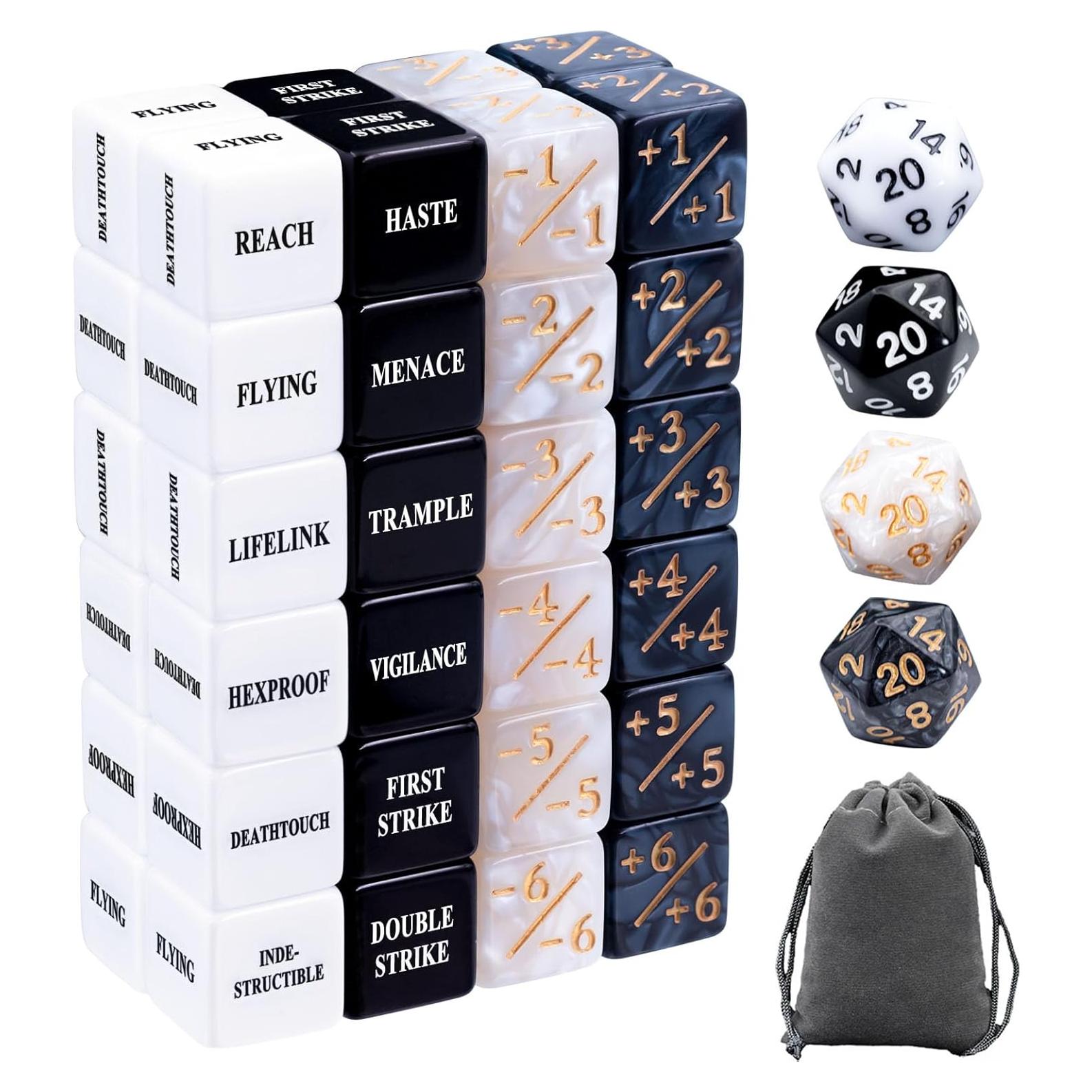 Juego de Dados MTG 52 Piezas con Contadores de Vida y D20